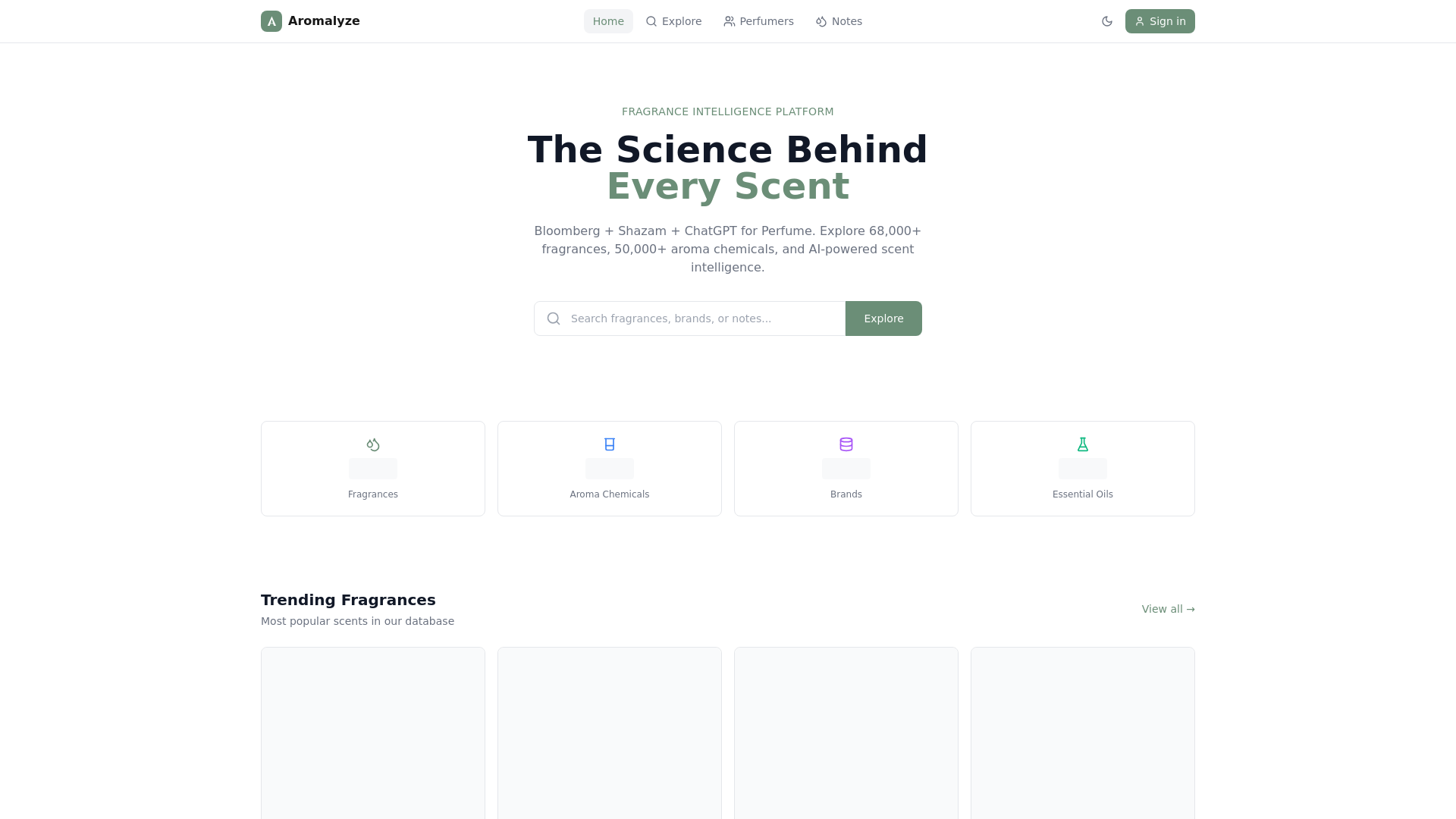 website screenshot of https://aromalyze.ai/