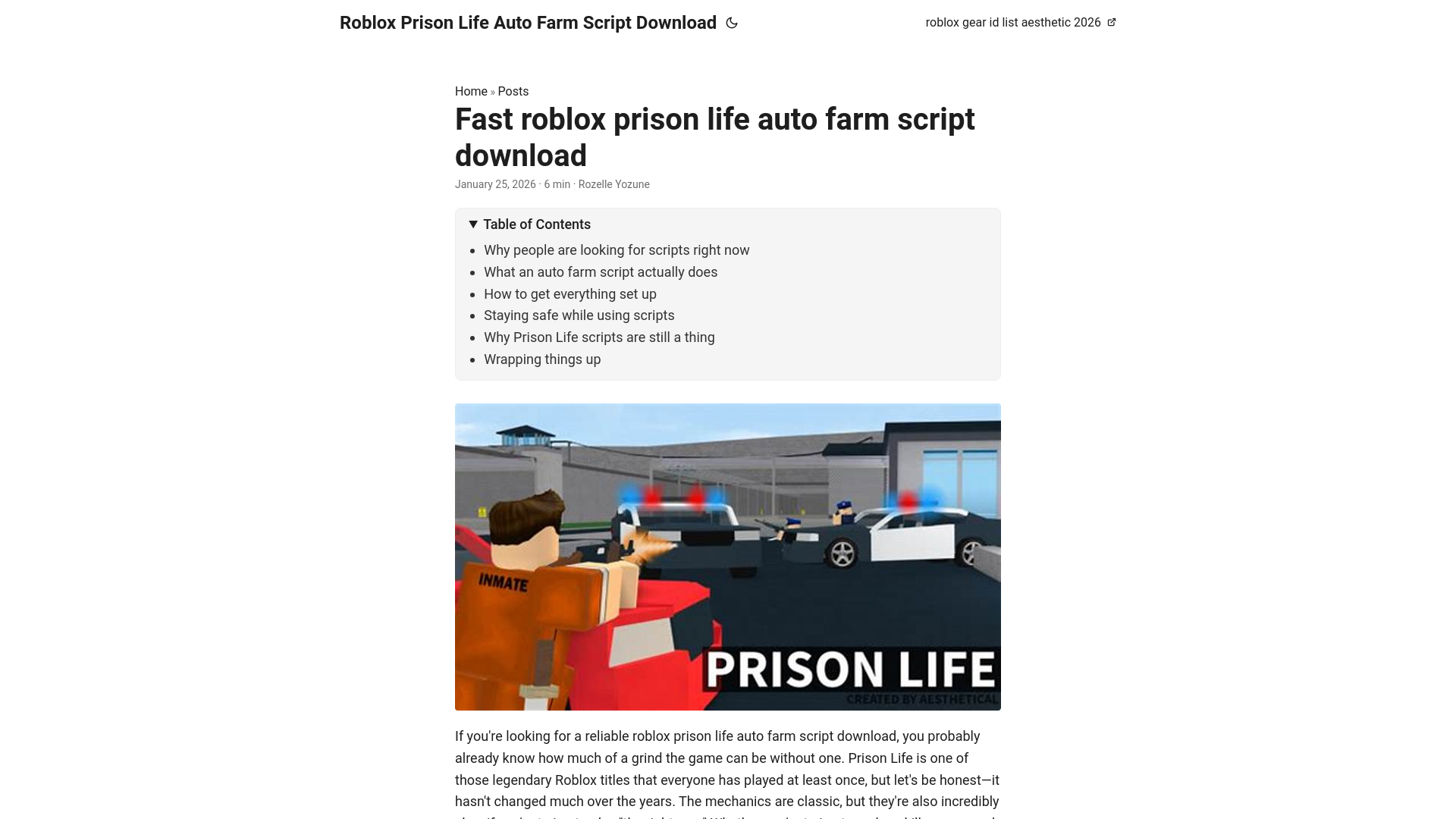 website screenshot of https://roblox-prison-life-auto-farm-script-download.pages.dev/