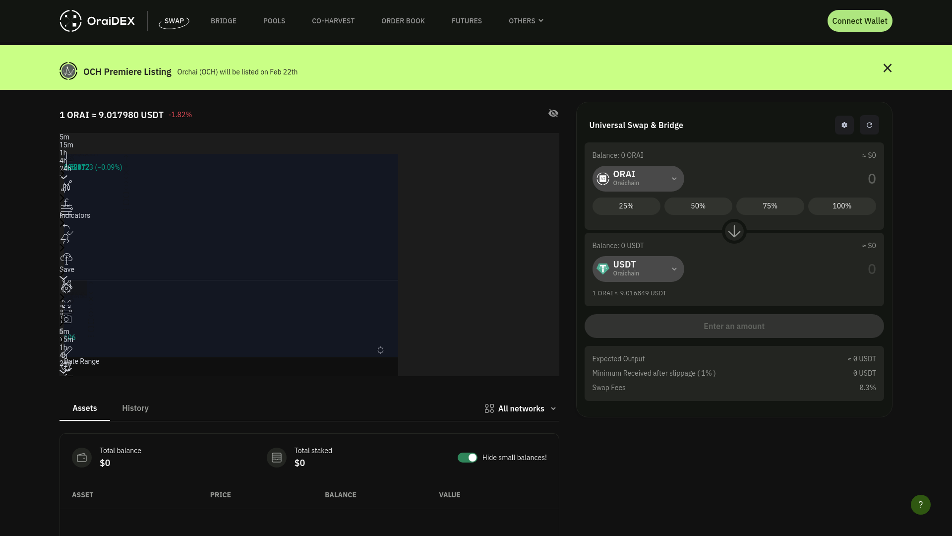 website screenshot of https://oraidex-dis.pages.dev