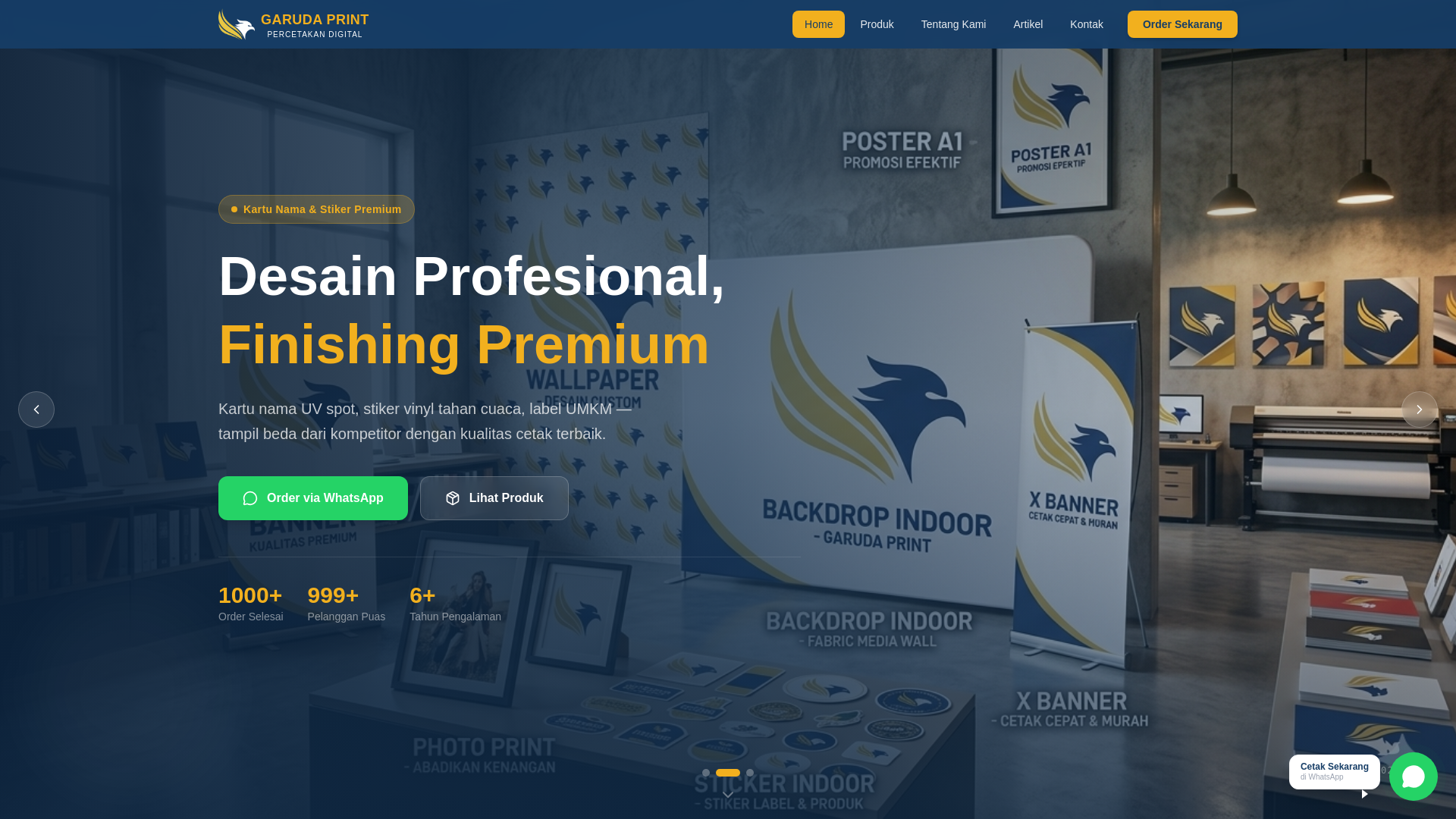 website screenshot of https://garudaprintout.id/