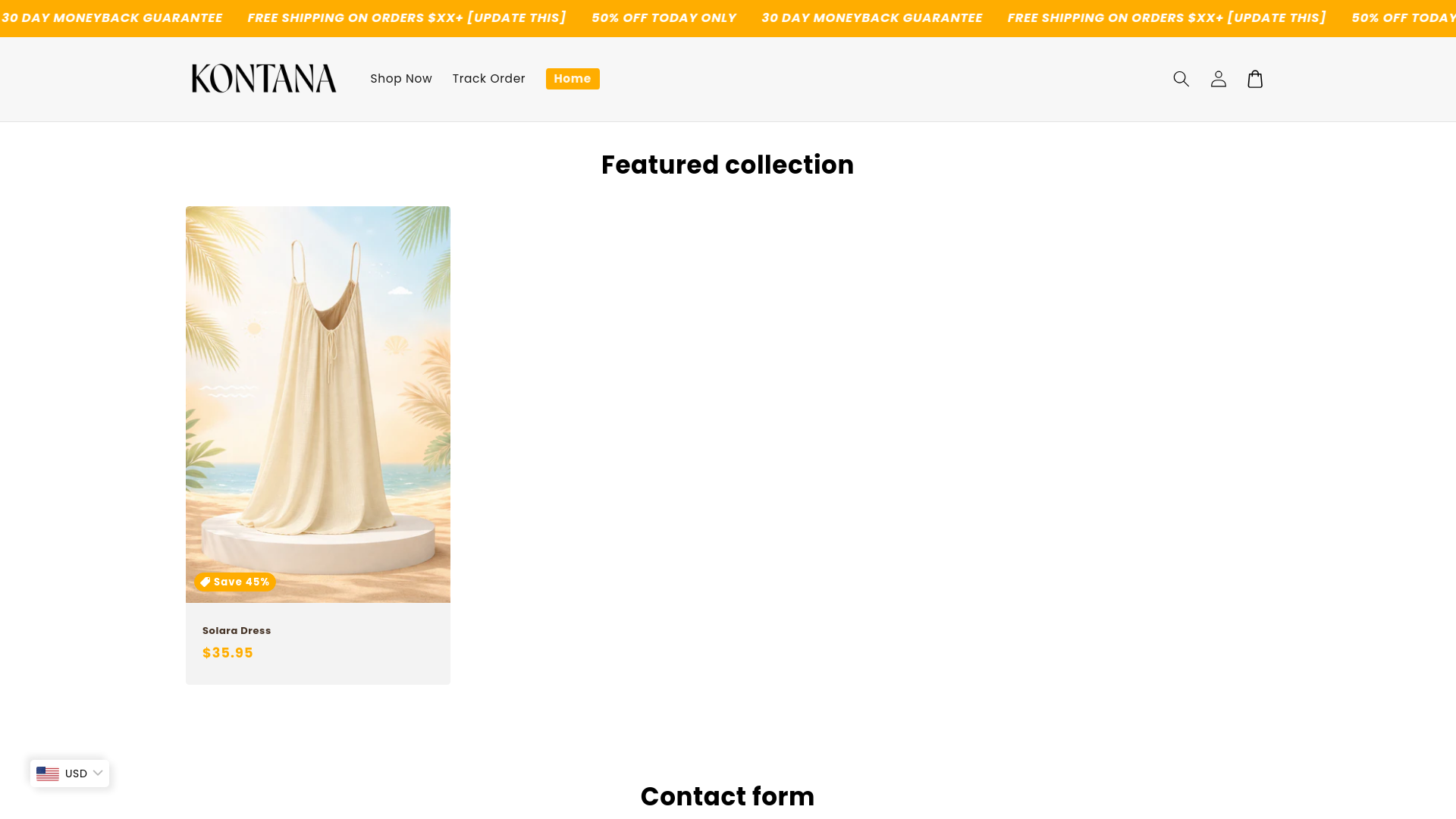 website screenshot of https://kontanastore.com