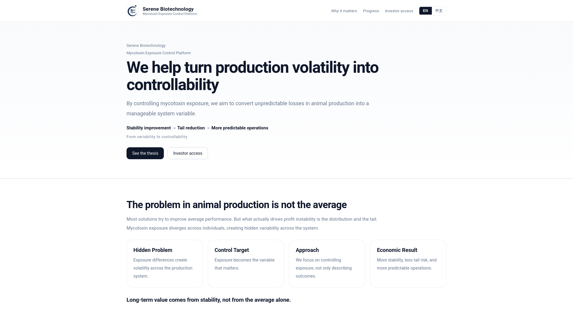 website screenshot of https://serenebiotech.com