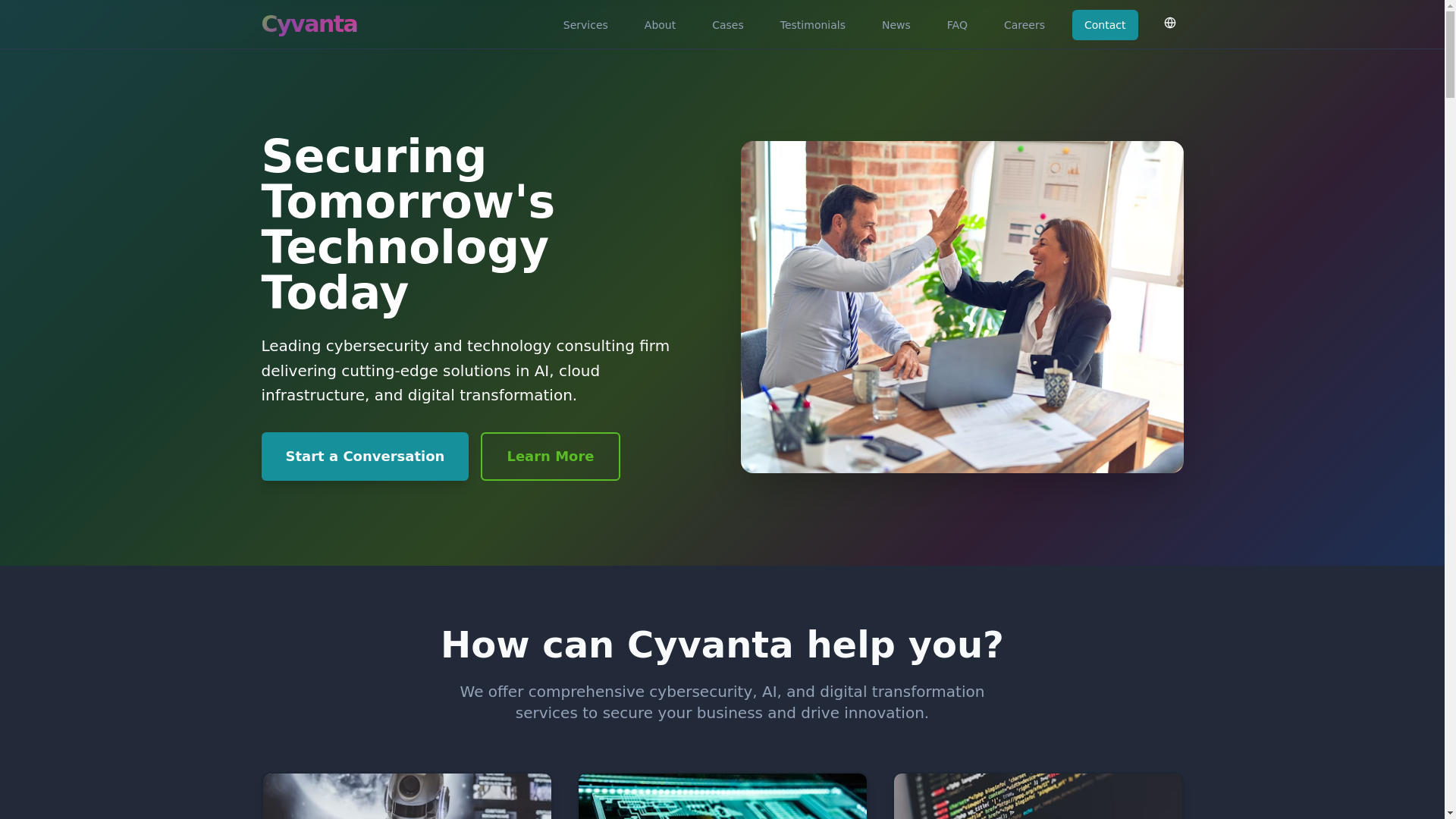 website screenshot of https://cyvanta.no/