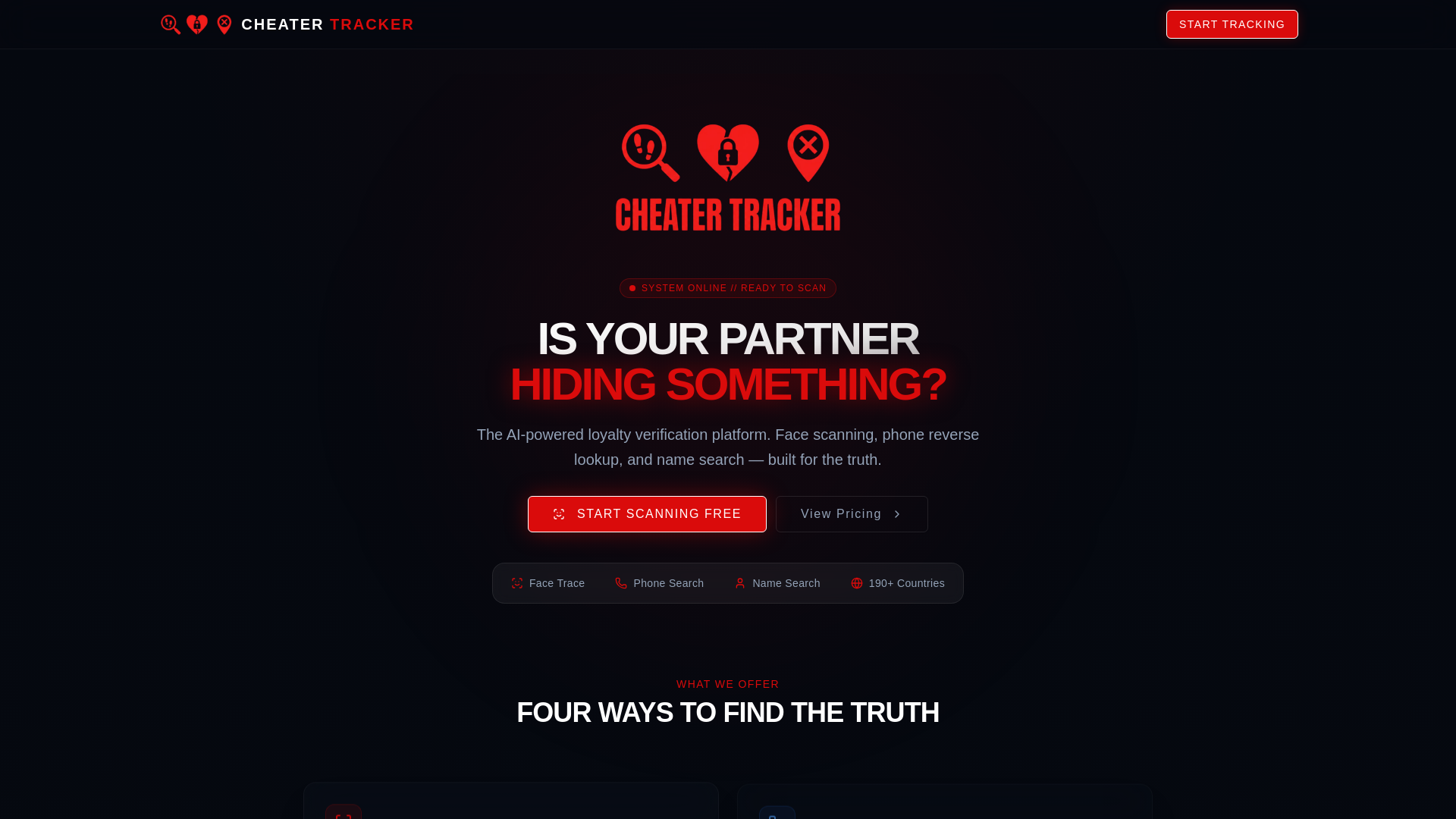 website screenshot of https://cheatertracker.net