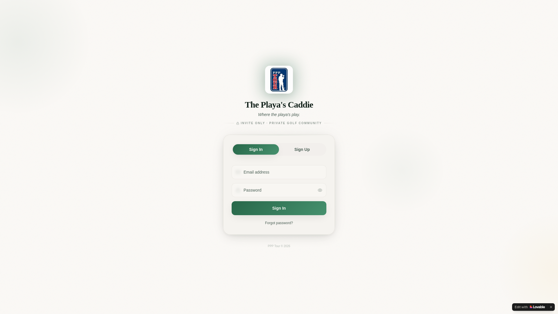 website screenshot of https://playascaddy.com/