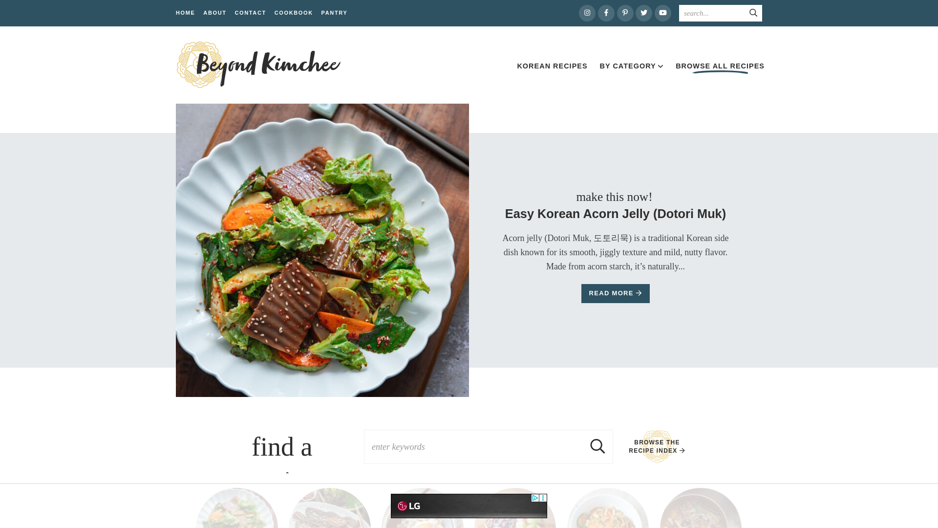website screenshot of https://beyondkimchee.com