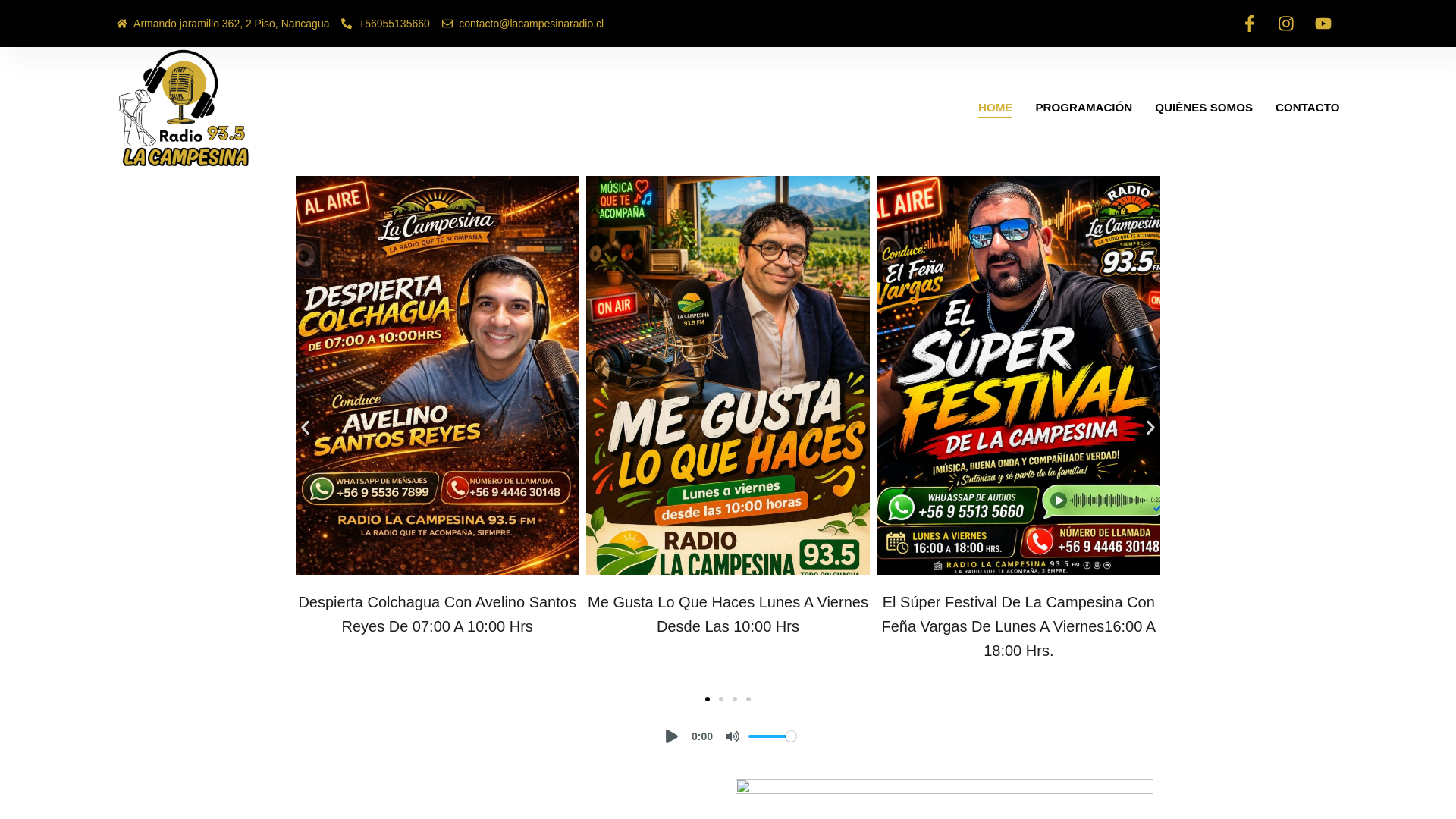 website screenshot of https://lacampesinaradio.cl/