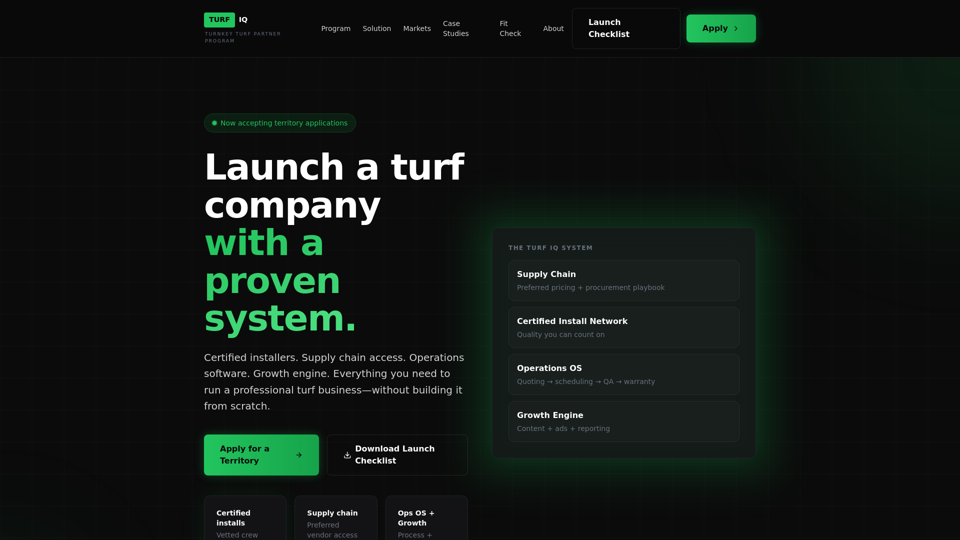 website screenshot of https://launchturfiq.com/
