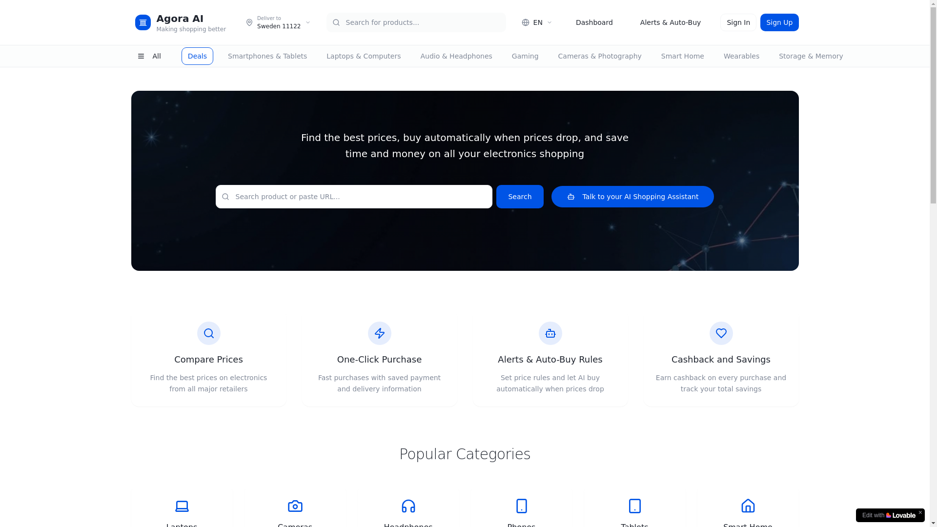 website screenshot of https://shopagora.ai/