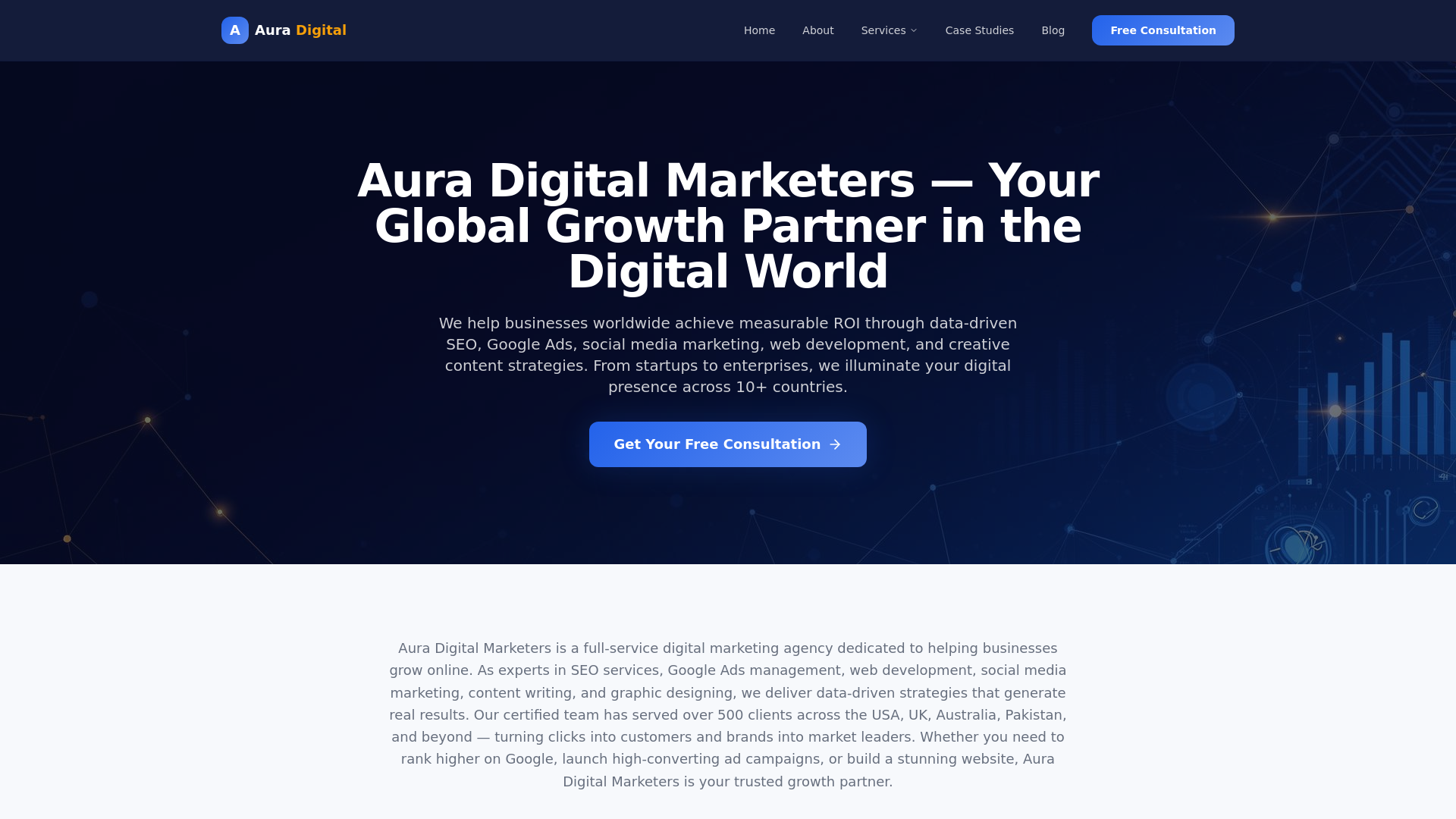 website screenshot of https://aura-digital-marketers.pages.dev/