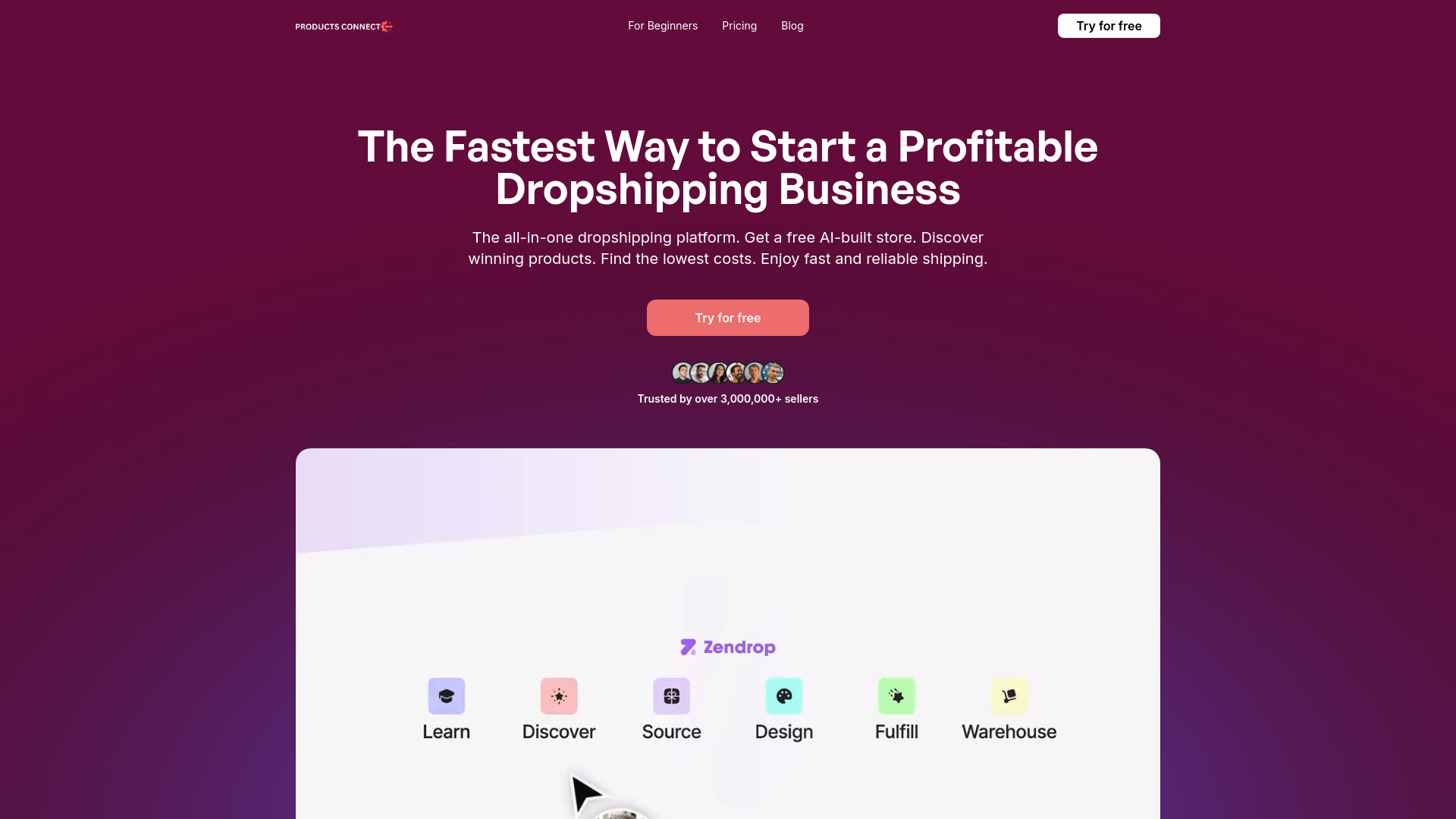 website screenshot of https://productsconnect.xyz/