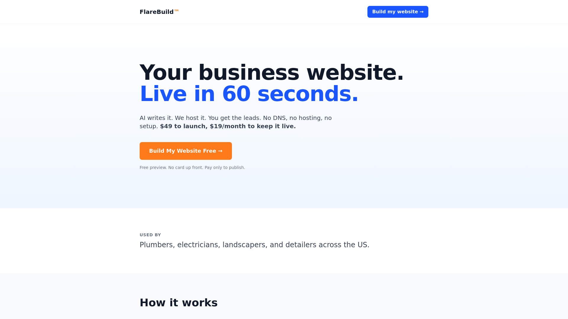 website screenshot of https://flarebuild-web.pages.dev/