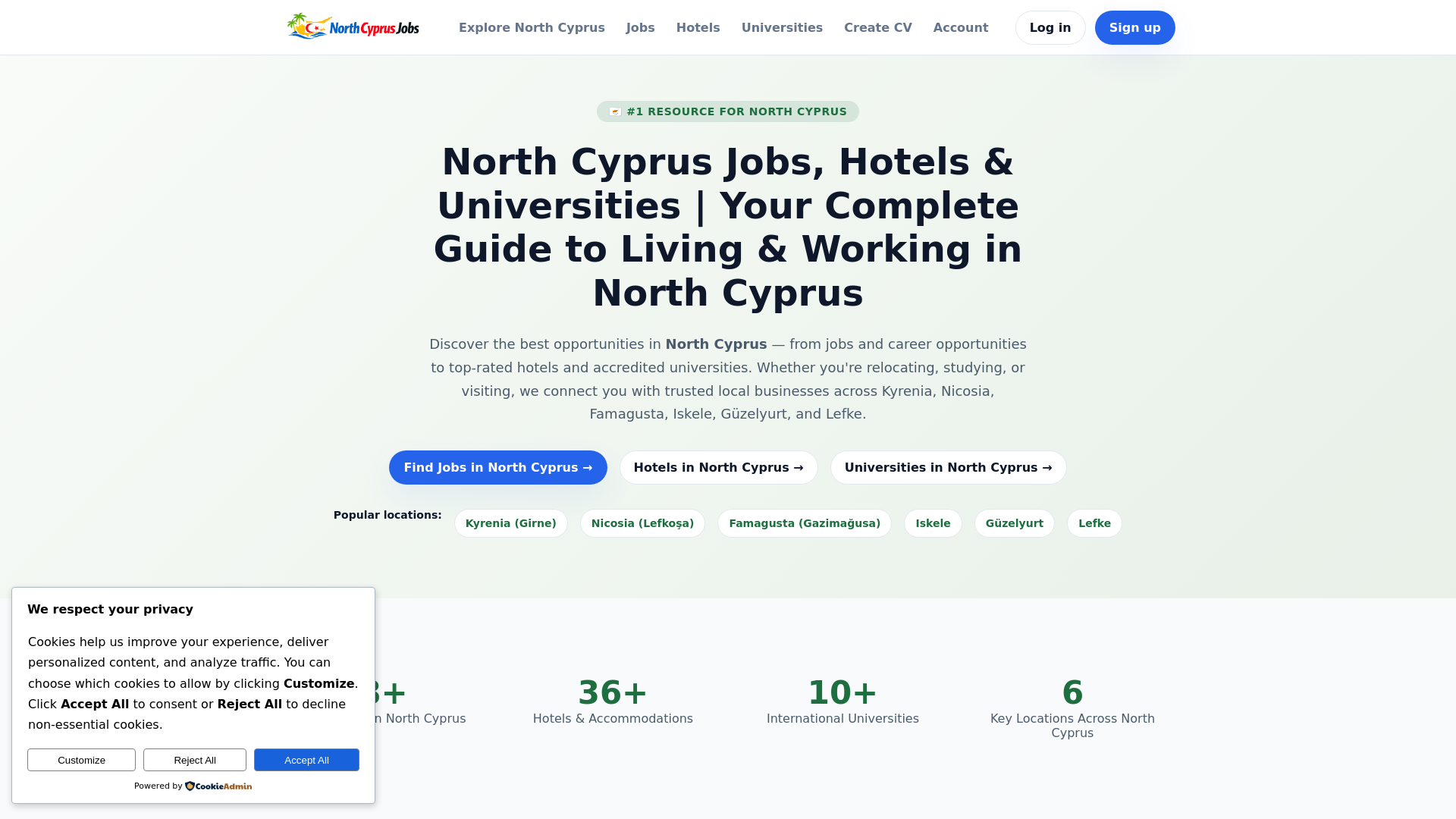 website screenshot of https://northcyprus.cv/