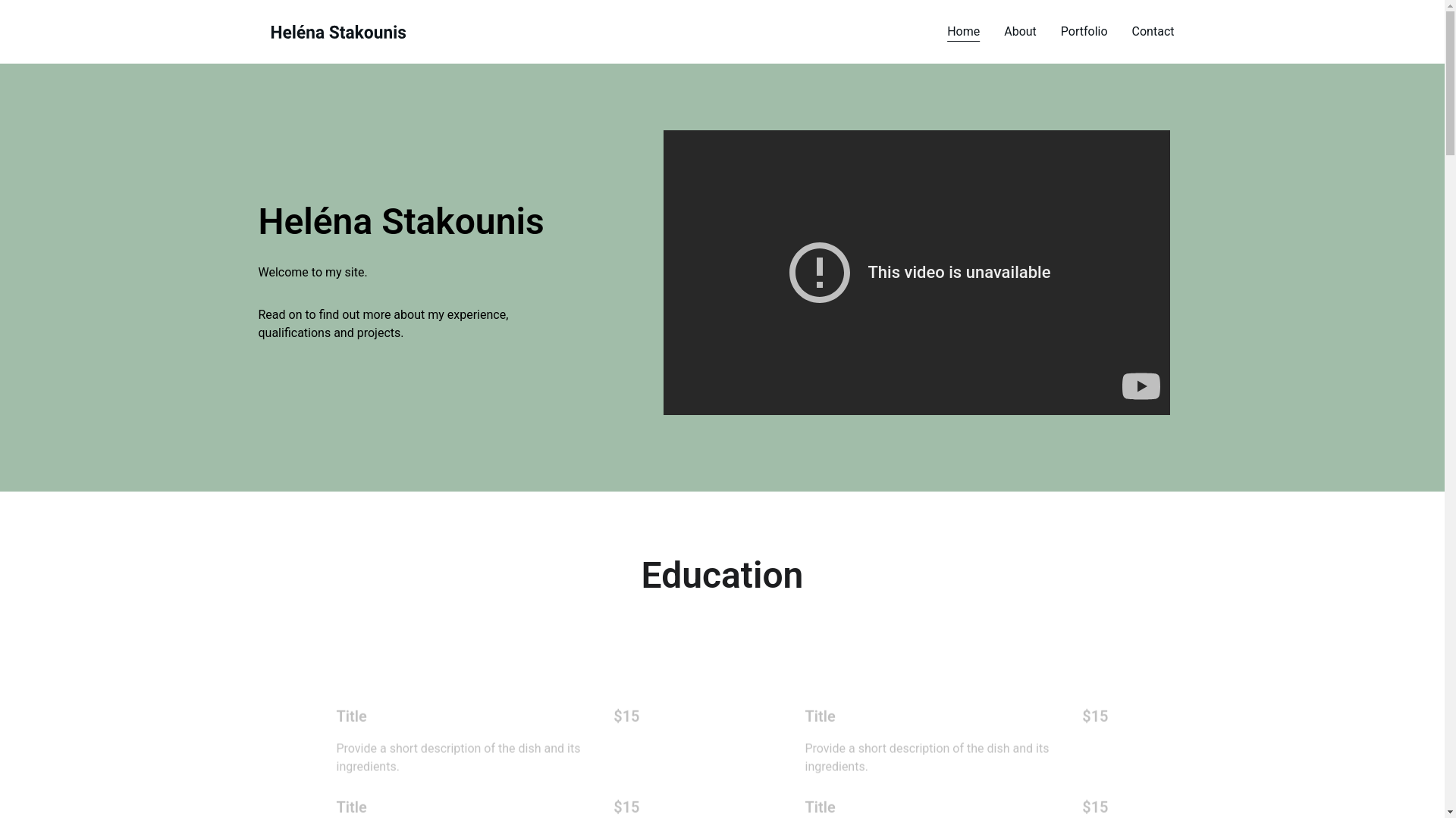 website screenshot of https://helenastakounis.eu/