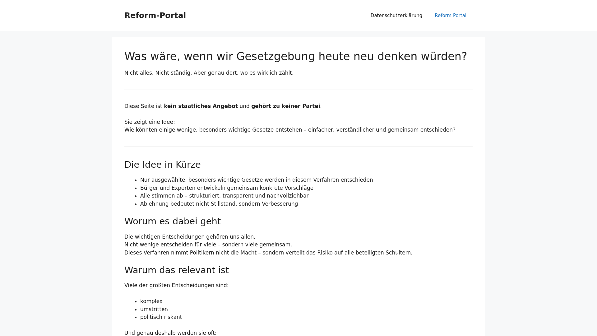 website screenshot of https://reform-portal.de/