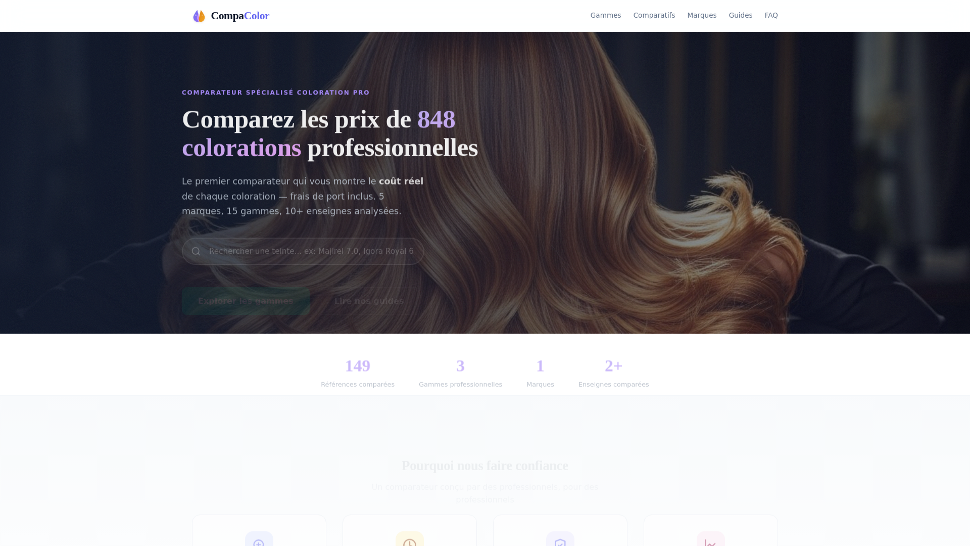 website screenshot of https://comparateur-coloration-pro.fr/
