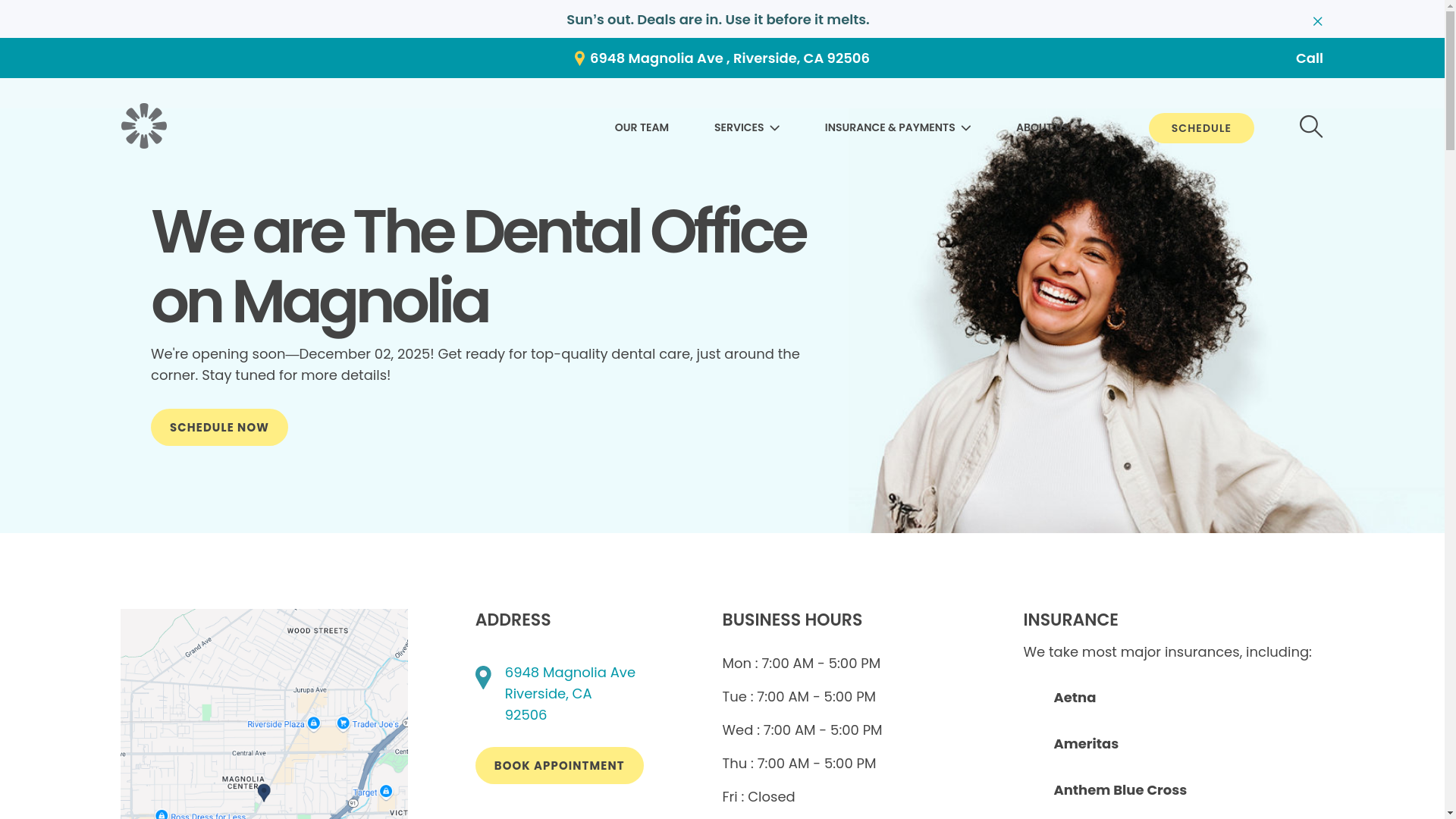 website screenshot of https://thedentalofficeonmagnolia.com/