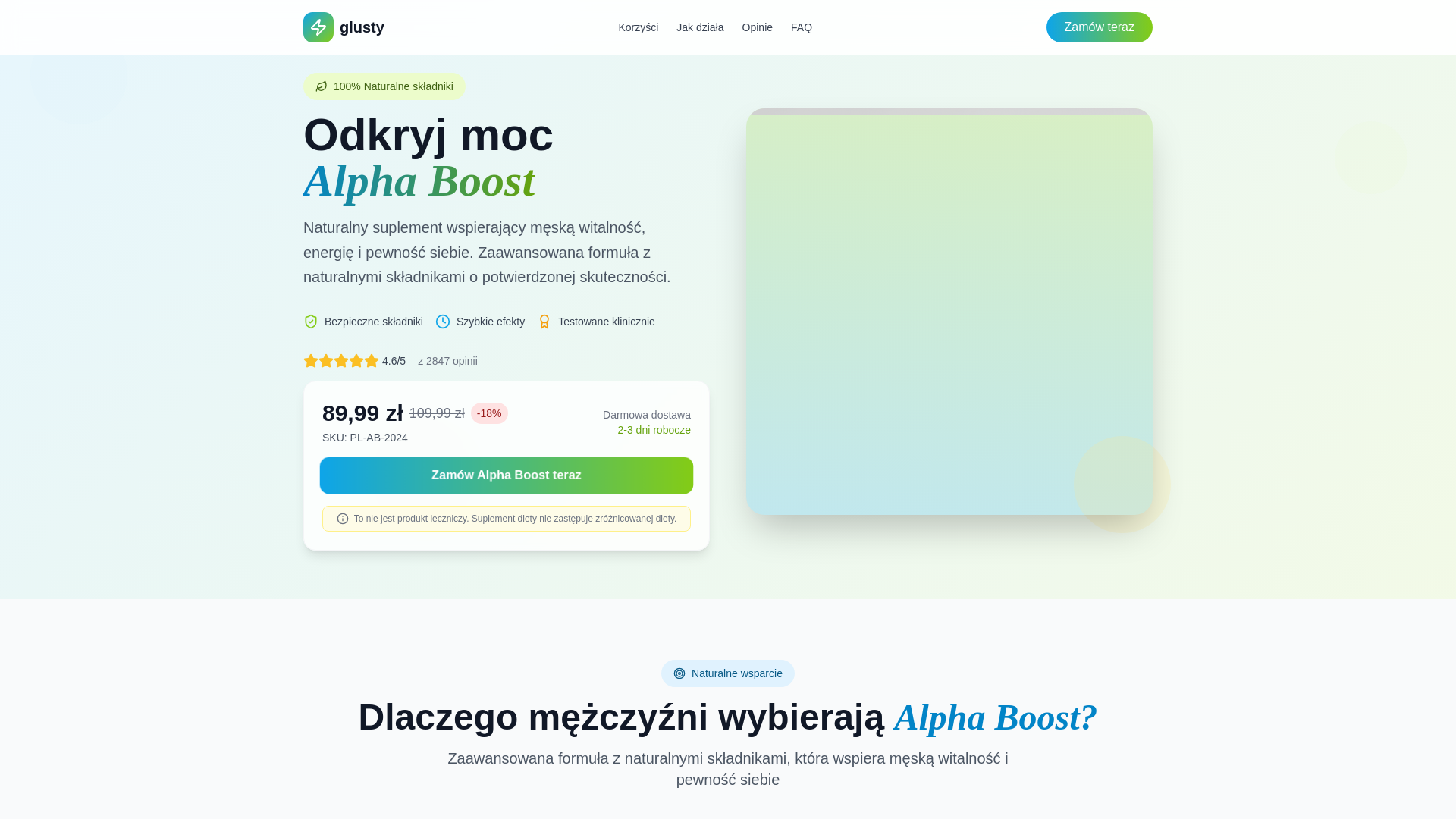 website screenshot of https://glusty.eu