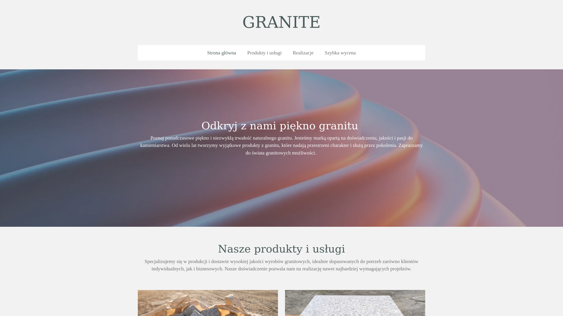 website screenshot of https://granite-strzegom.pl/
