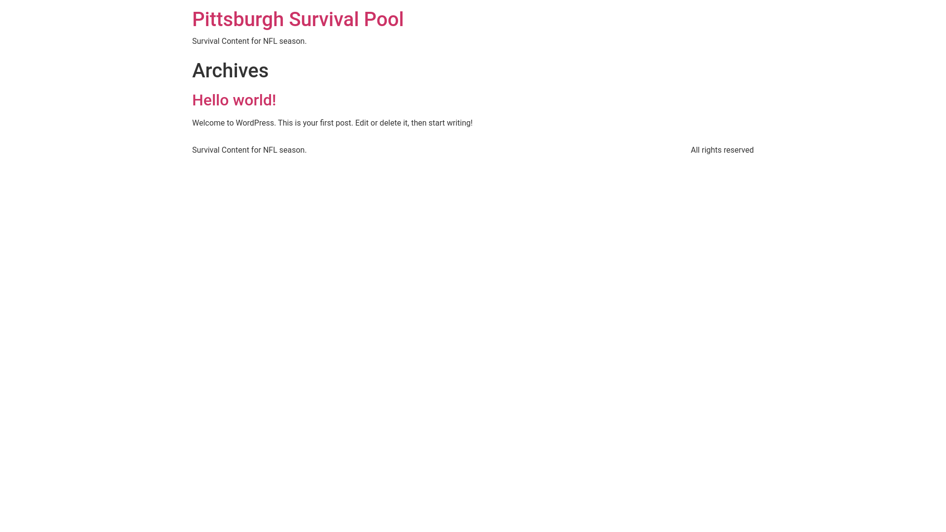 website screenshot of https://pittsburghsurvivalpool.com/