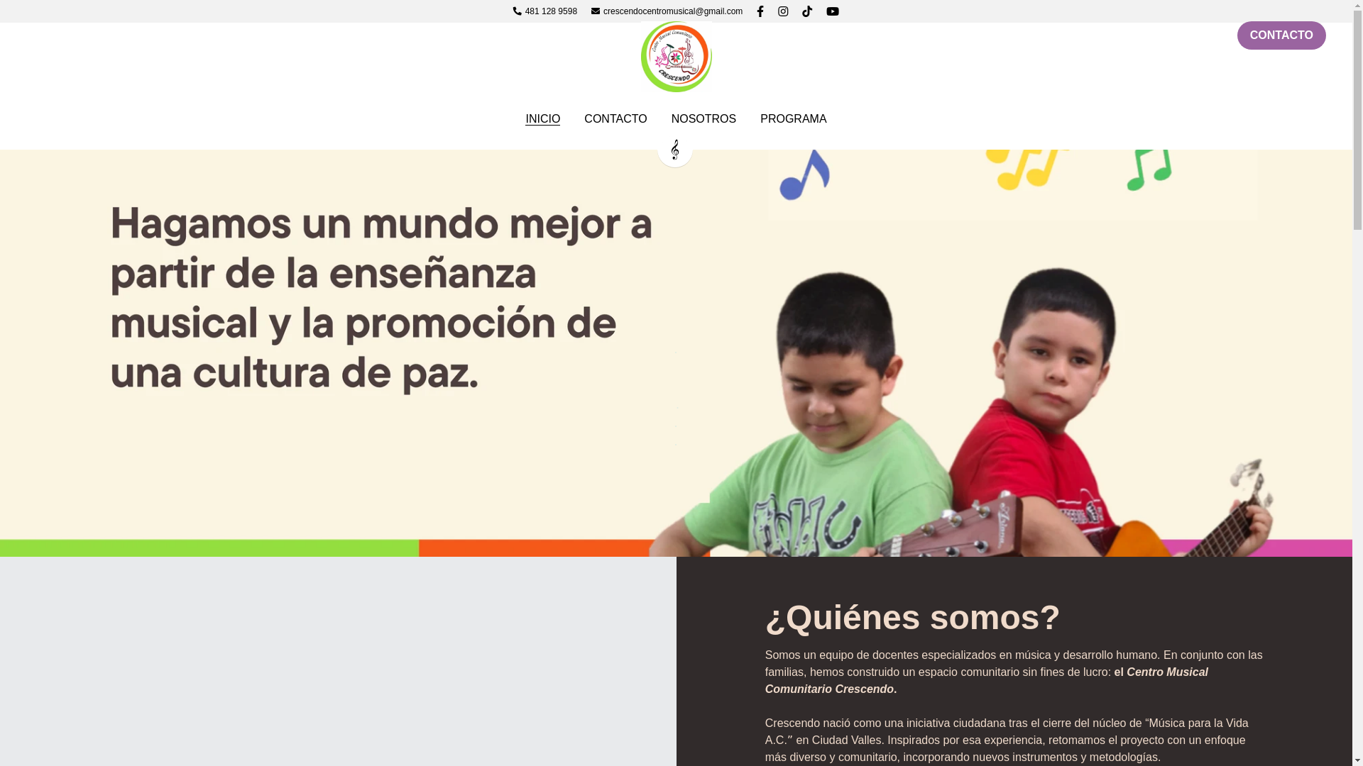 website screenshot of https://crescendocentromusical.com/