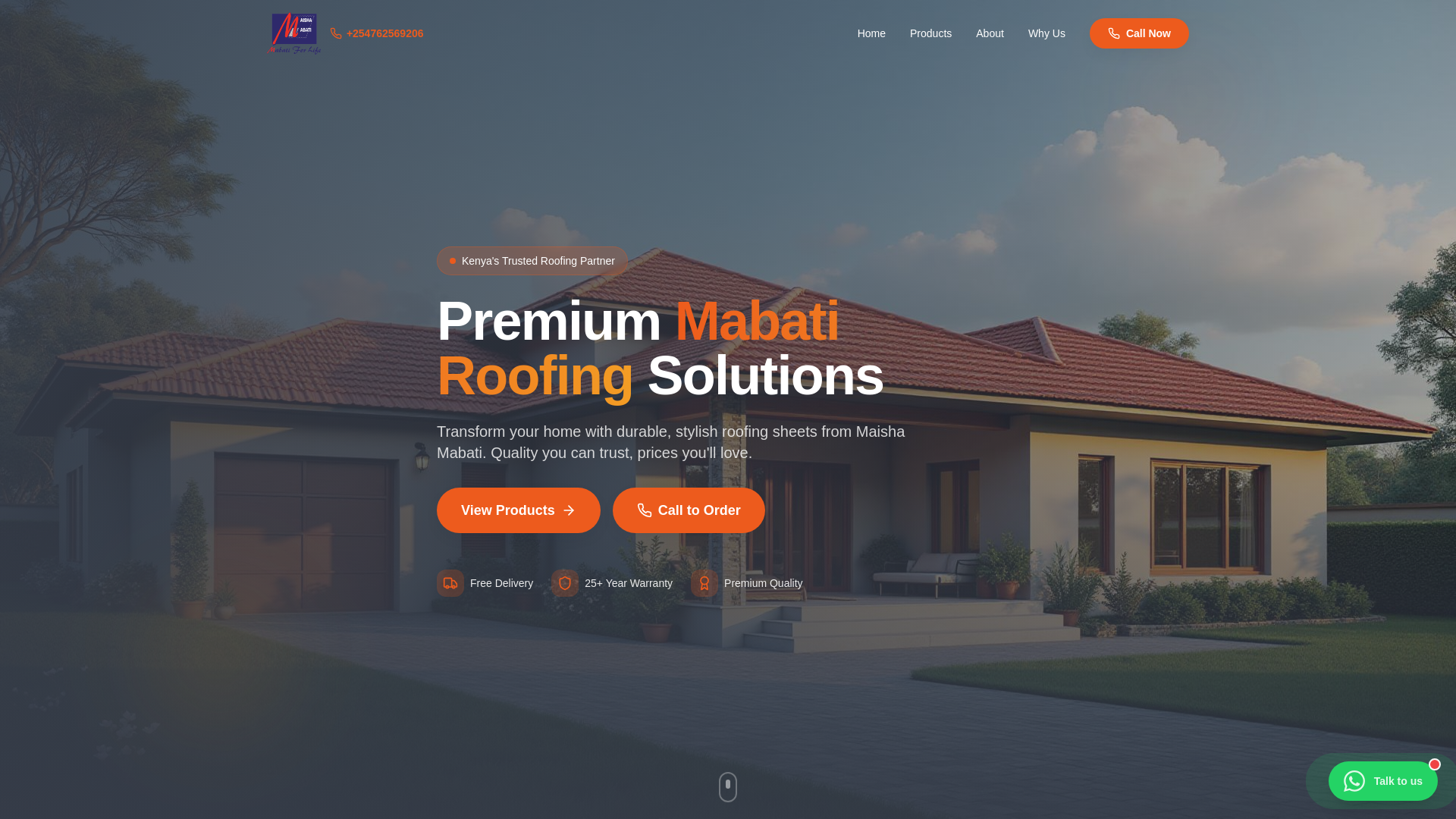 website screenshot of https://maishamabatimanufacturers.shop/
