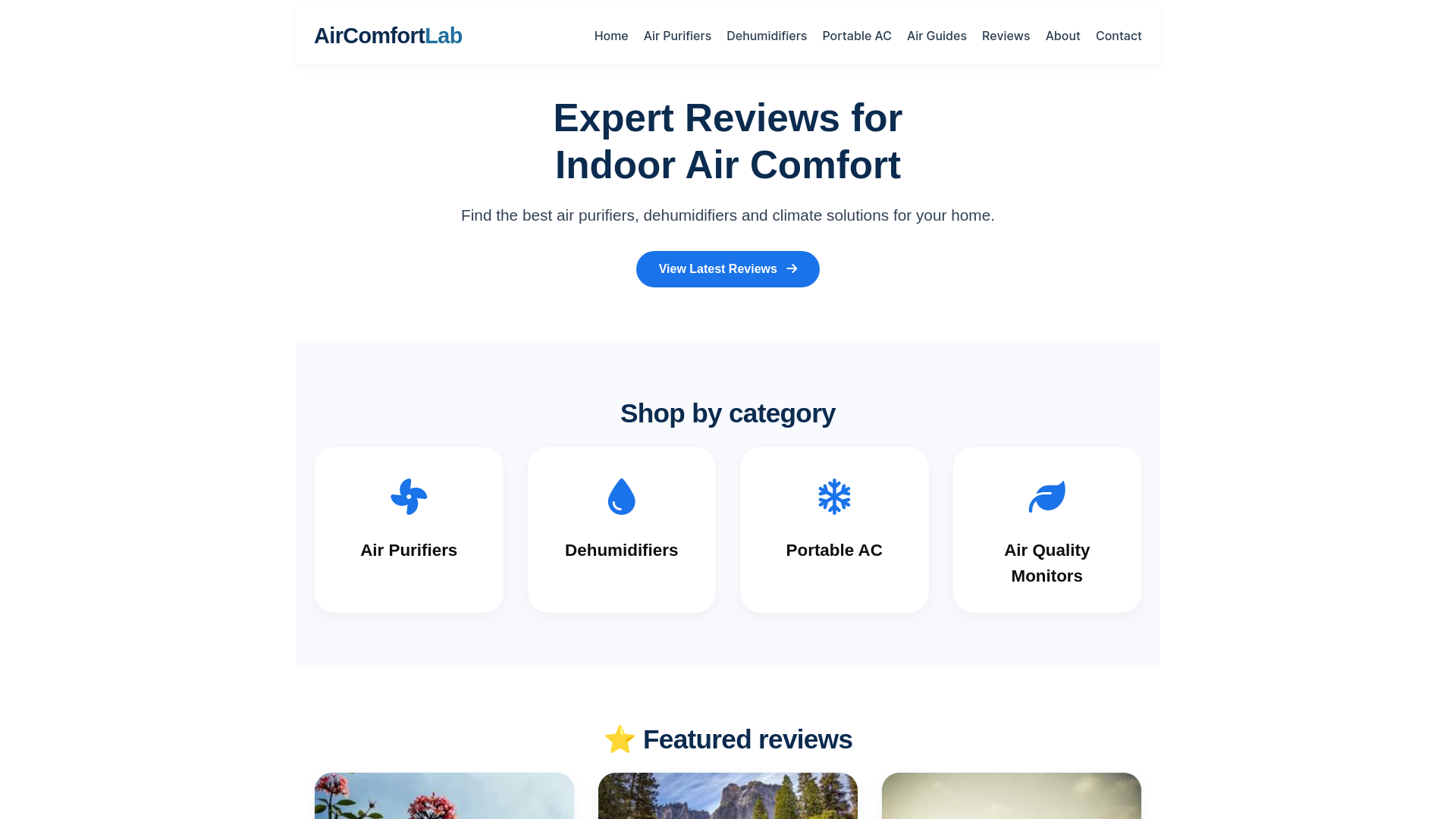 website screenshot of https://aircomfortlab.co.uk/