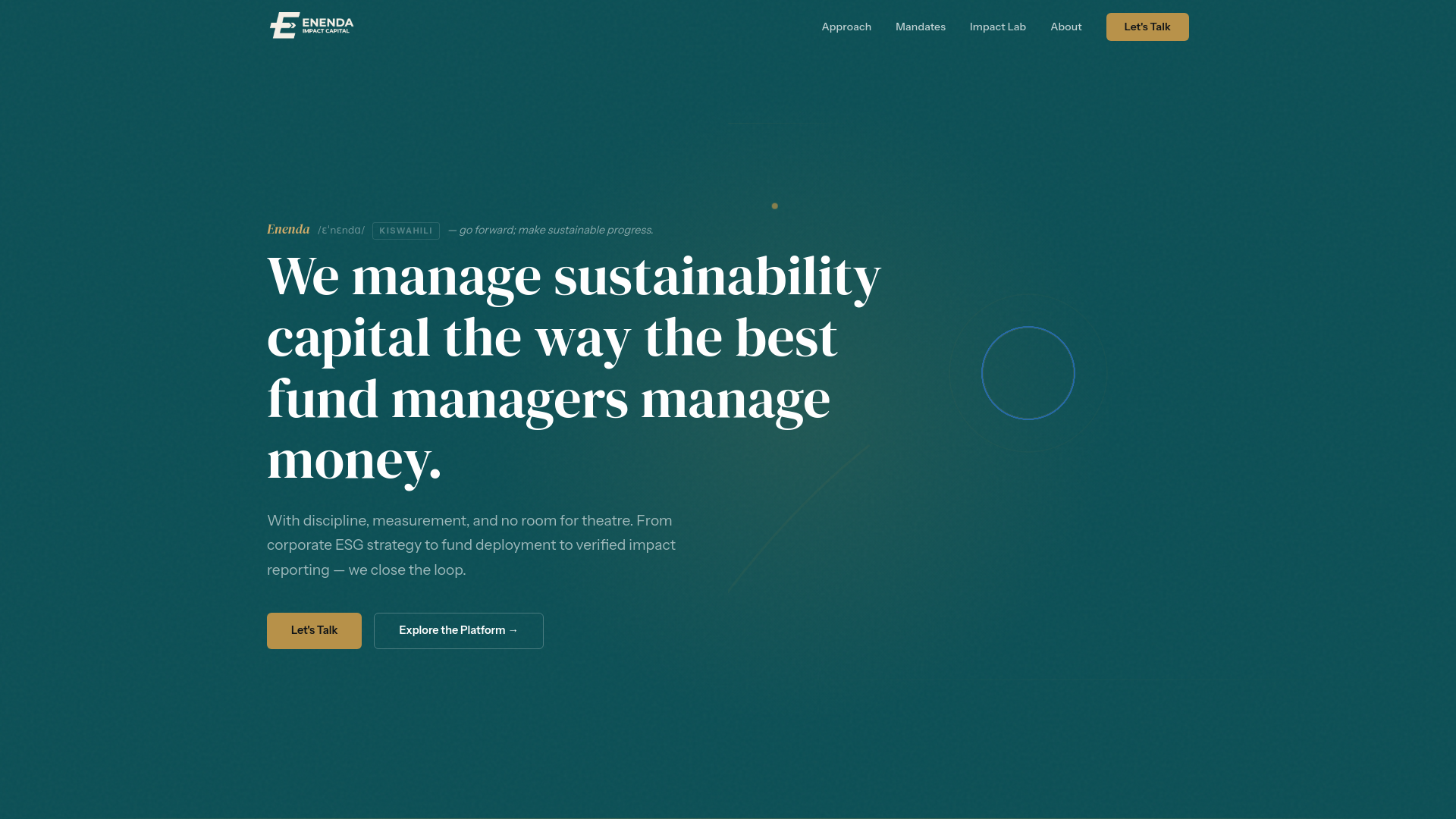 website screenshot of https://enenda-impact.com/