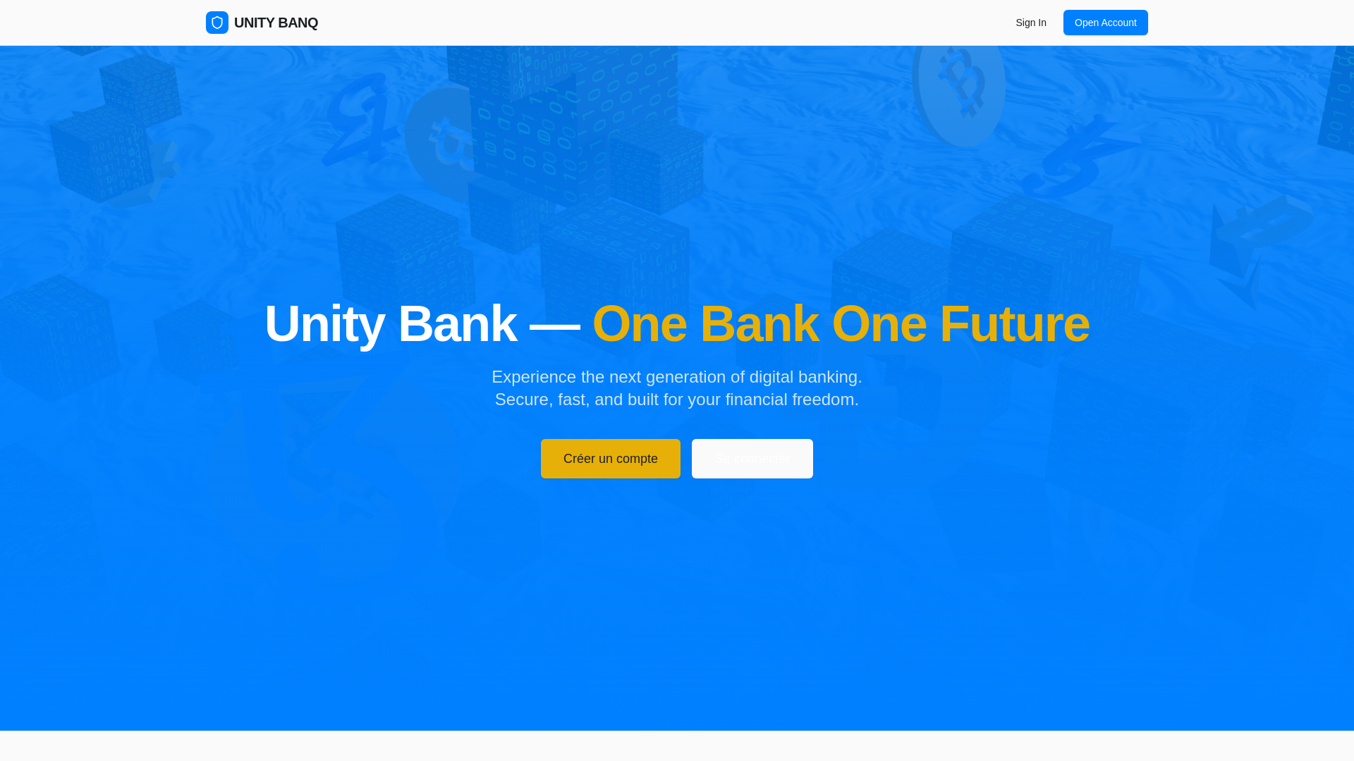 website screenshot of https://unitybanqi.org/