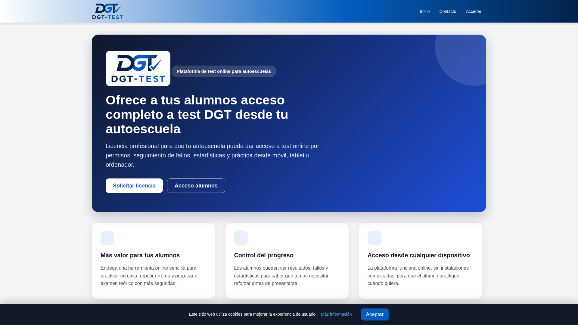 website screenshot of https://dgt-test.com/