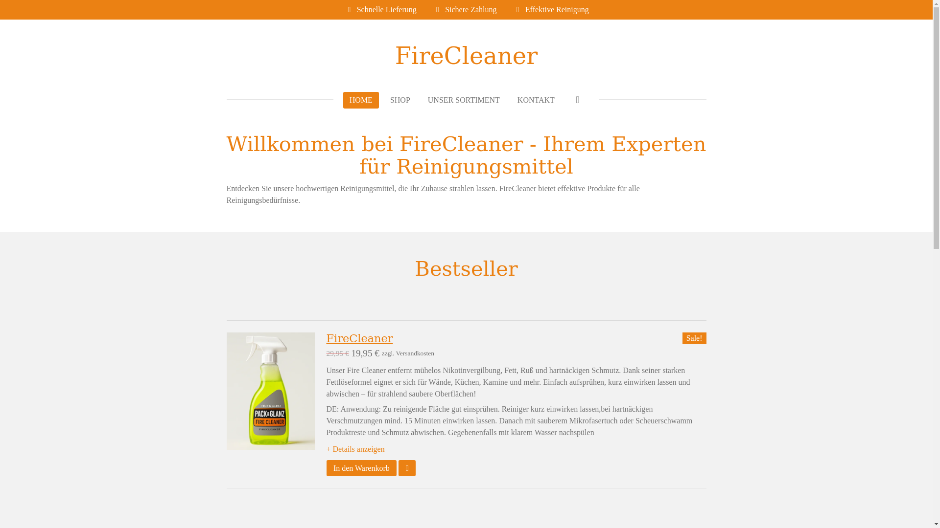 website screenshot of https://firecleaner.de/
