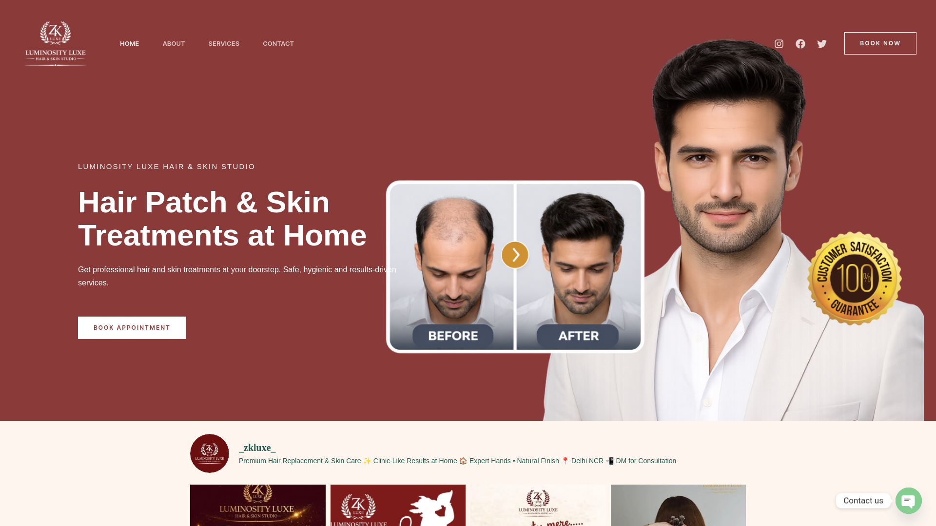 website screenshot of https://luminosityluxehairskinstudio.com/