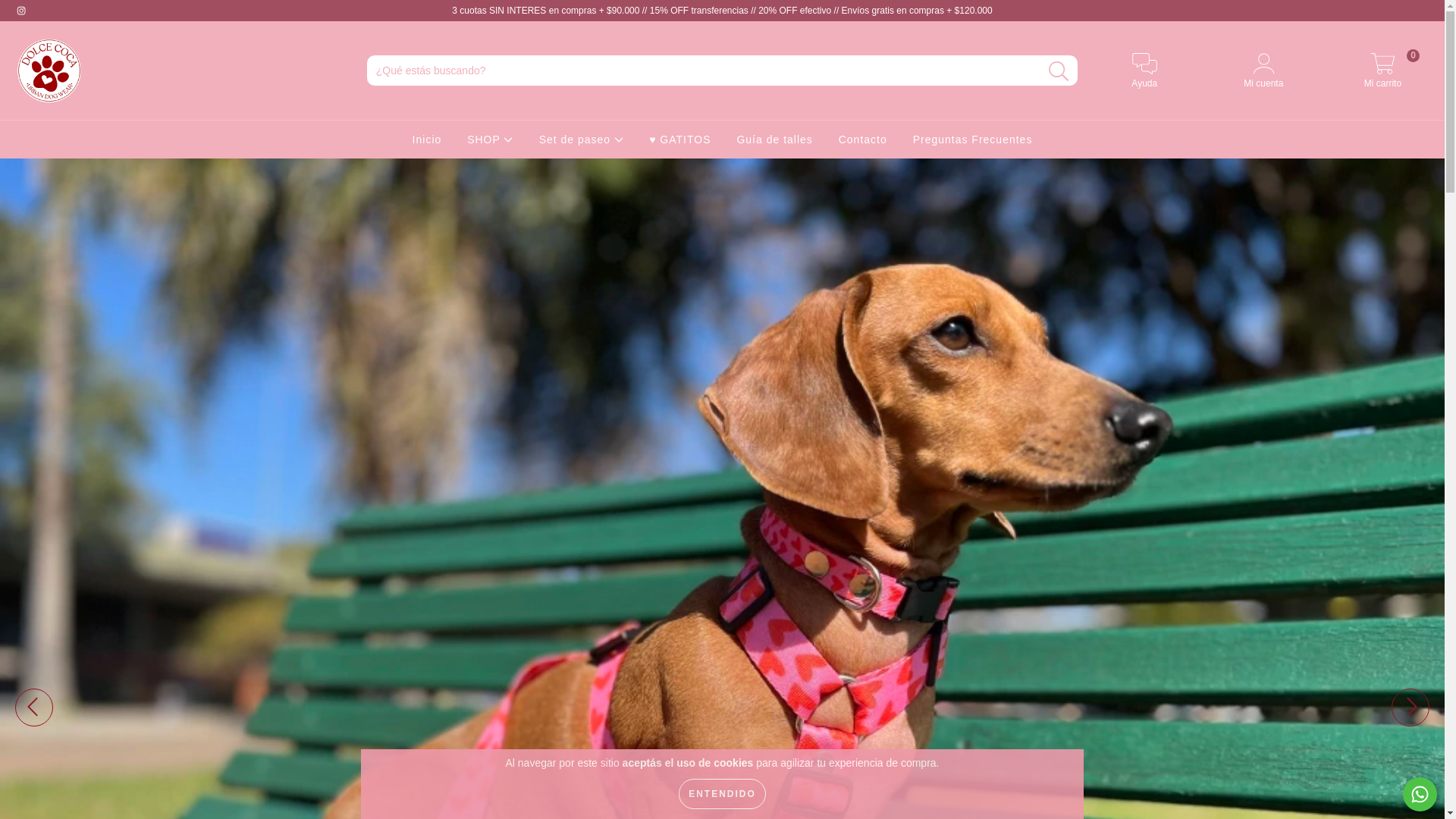website screenshot of https://dolcecoca.com.ar/