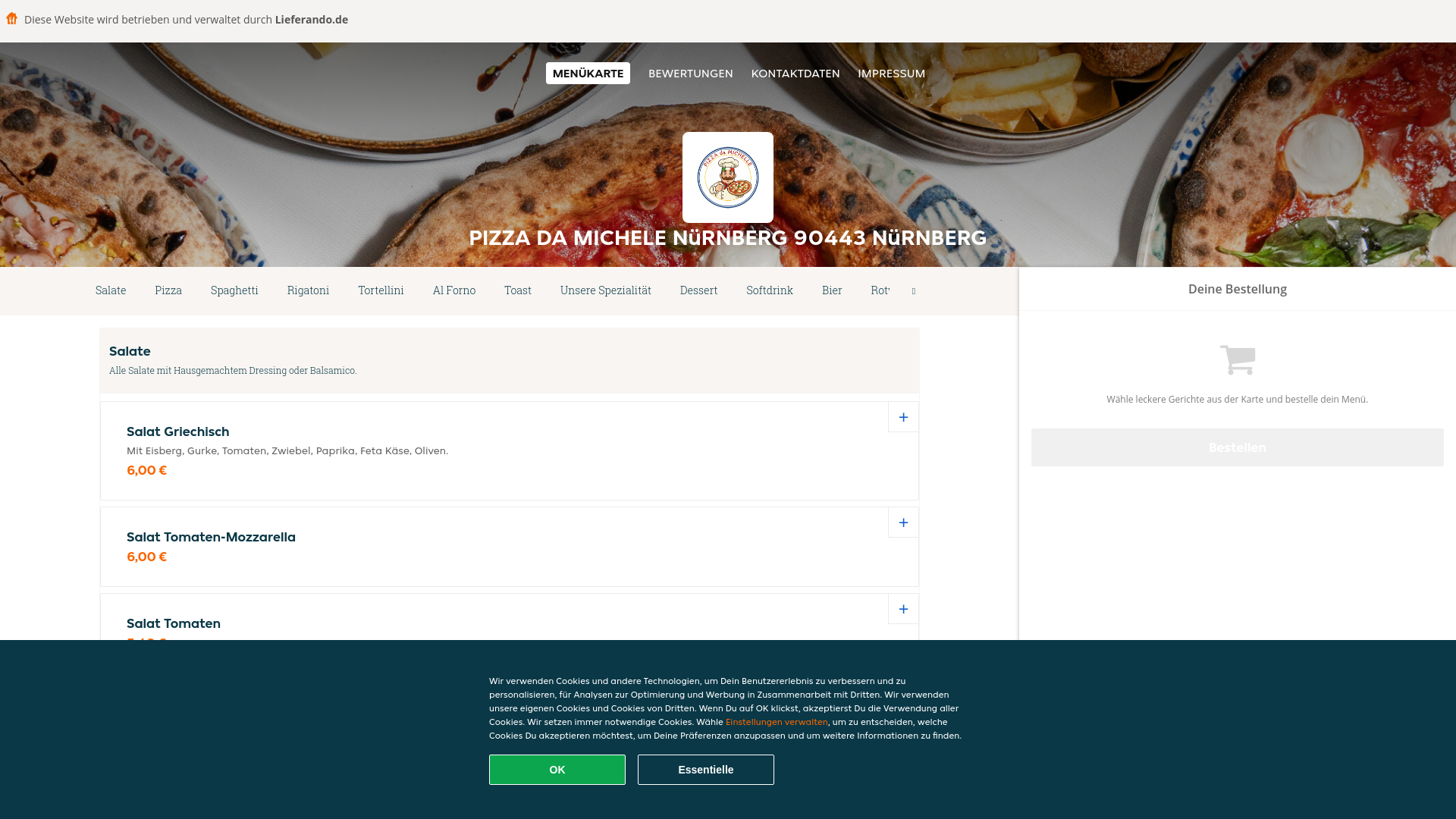 website screenshot of https://pizza-da-michele-nurnberg.de/