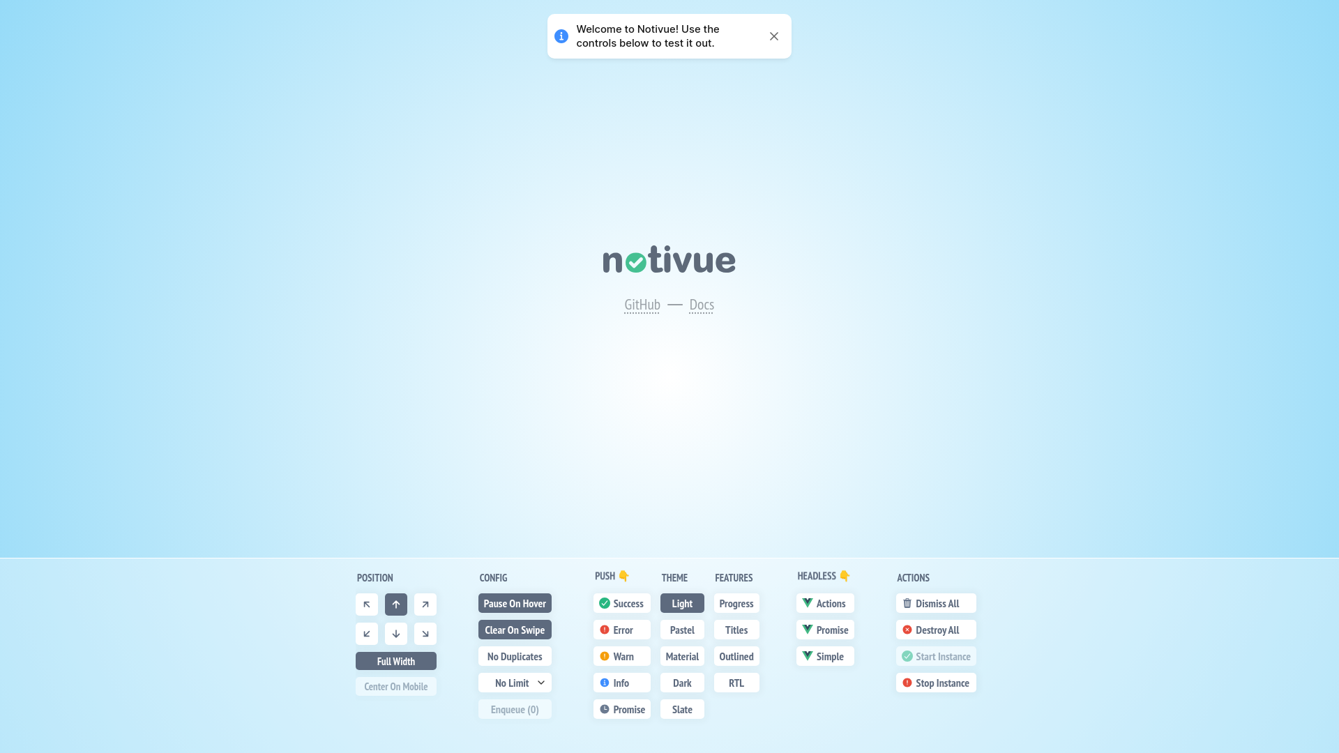 website screenshot of https://notivue.pages.dev/