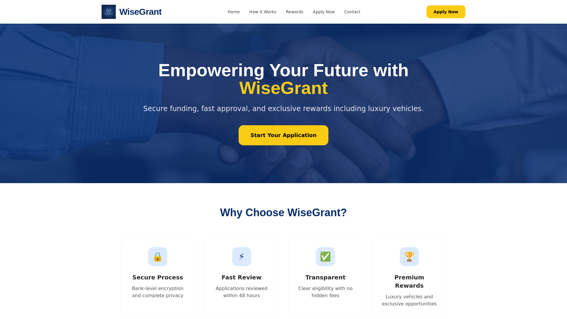 website screenshot of https://wisegrant.pages.dev/