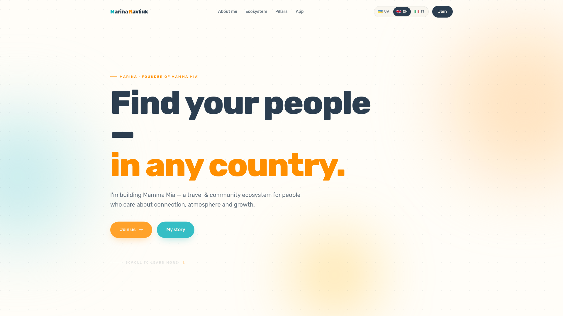 website screenshot of https://marinaravliuk.com/