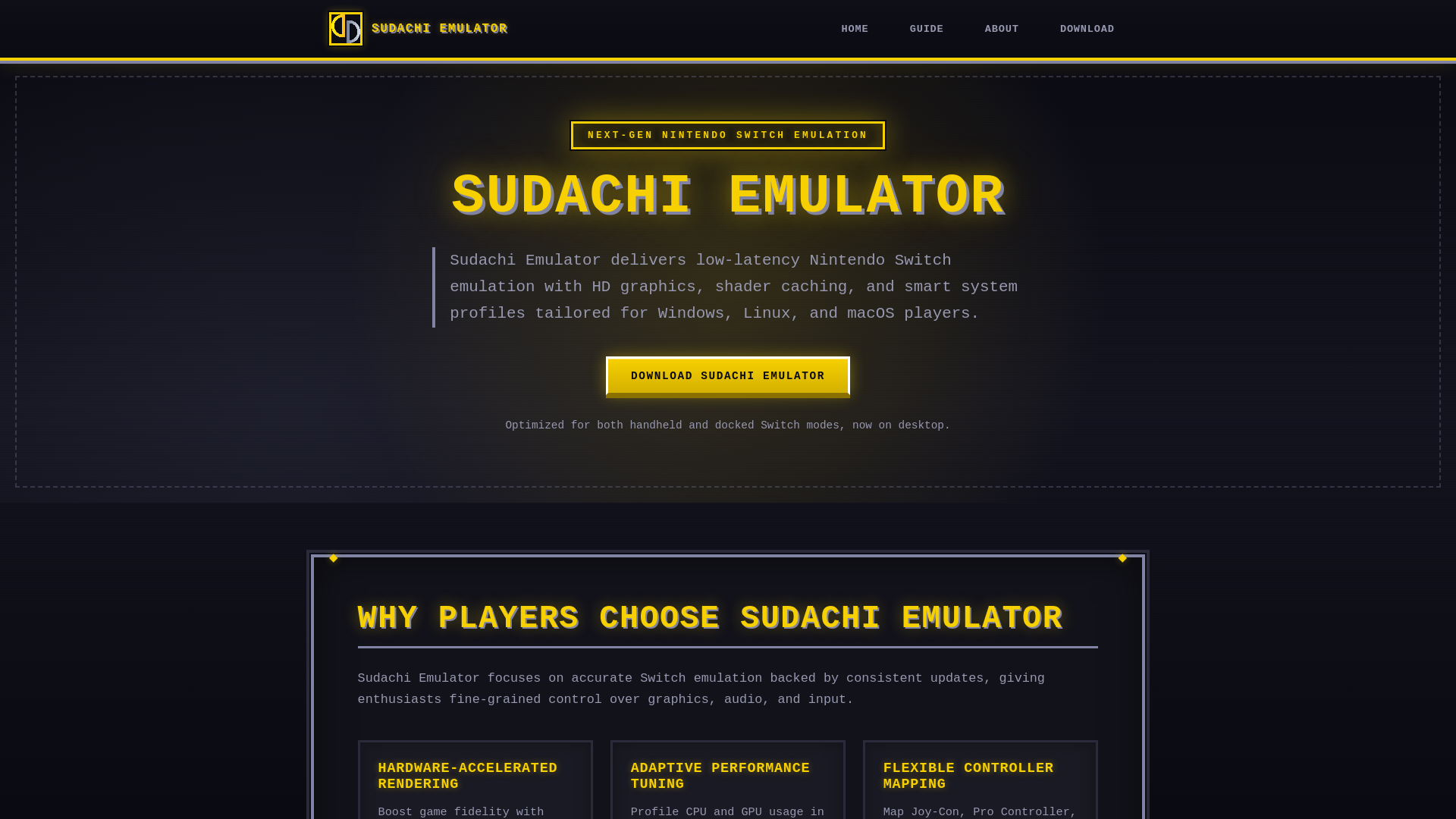 website screenshot of https://sudachiemu.org/