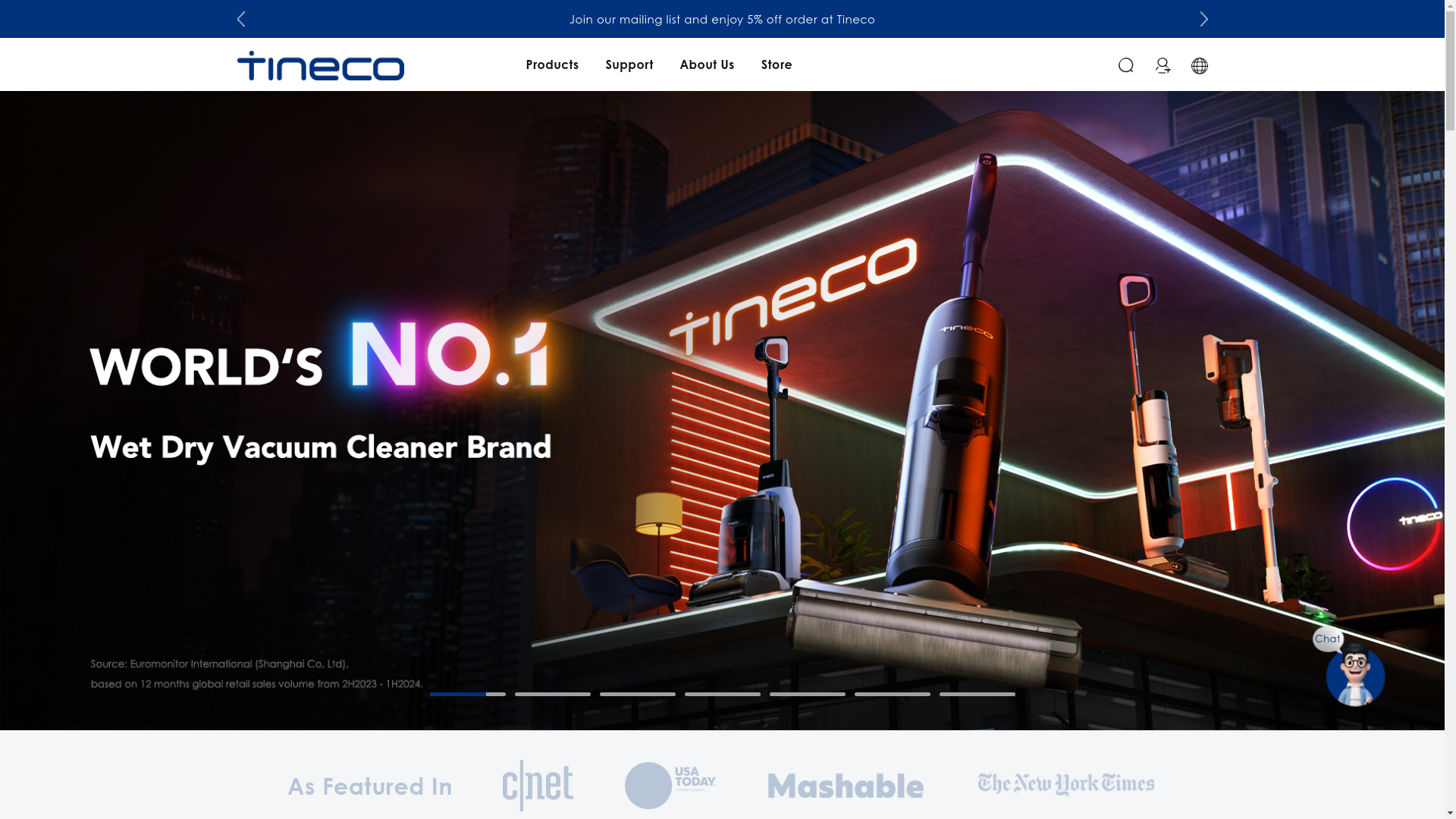 website screenshot of https://tineco.com