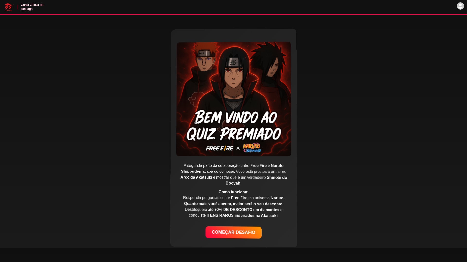 website screenshot of https://recarreguedimas.shop/