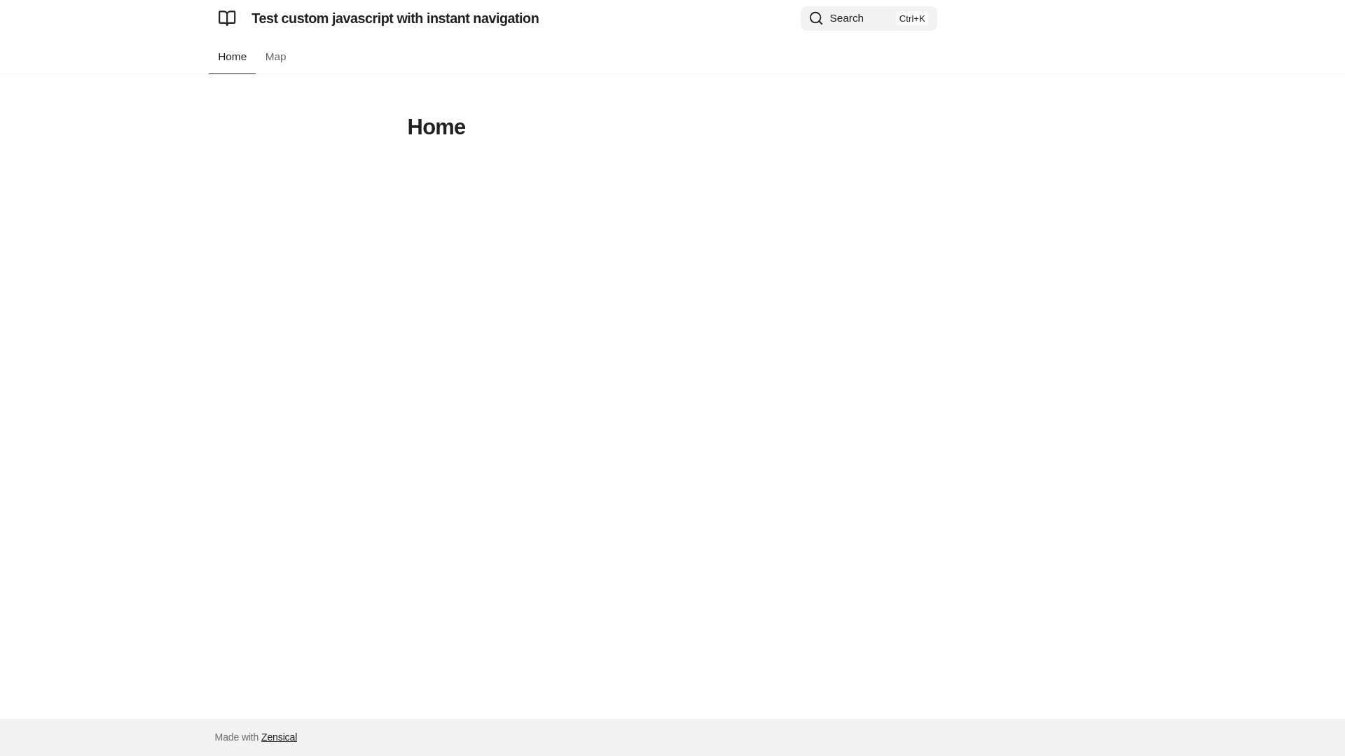 website screenshot of https://test-zensical-custom-js.pages.dev/