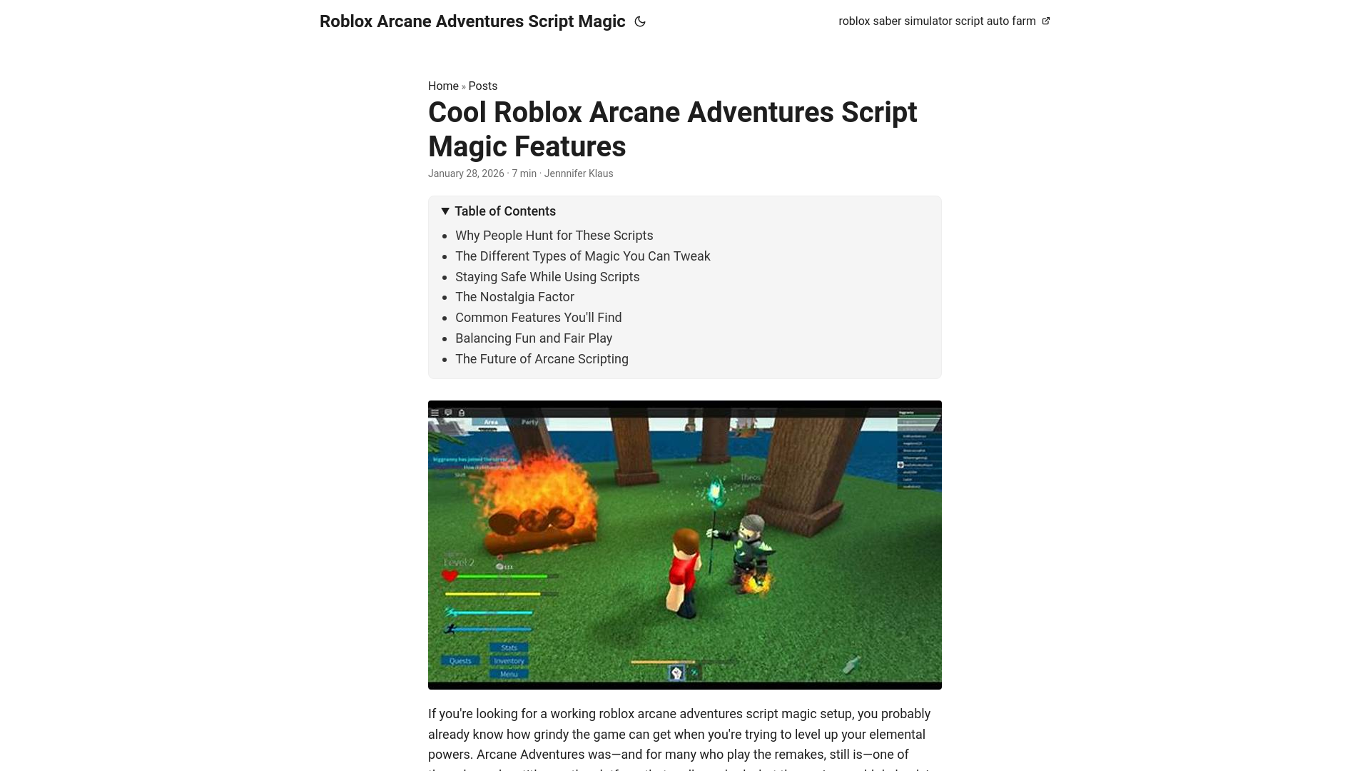 website screenshot of https://roblox-arcane-adventures-script-magic.pages.dev/