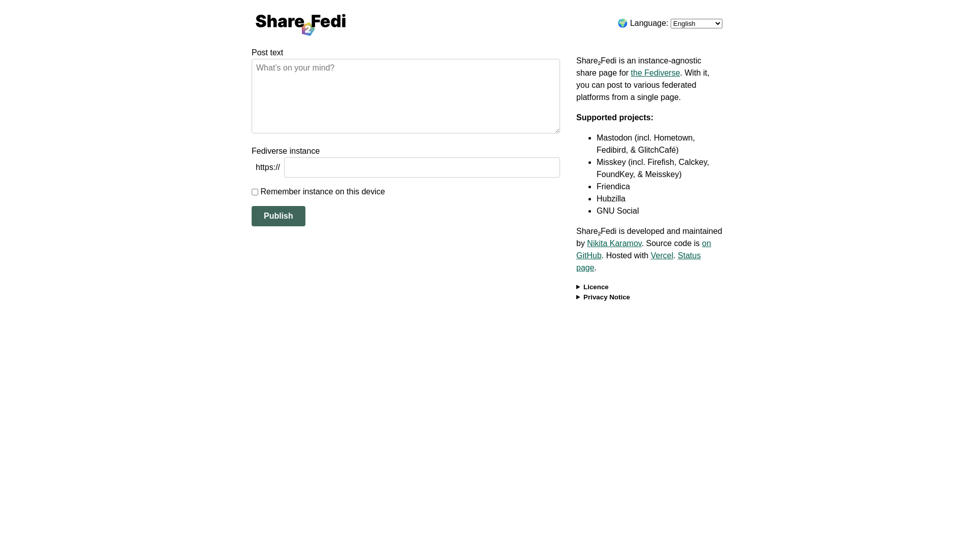 website screenshot of https://share2fedi.pages.dev/
