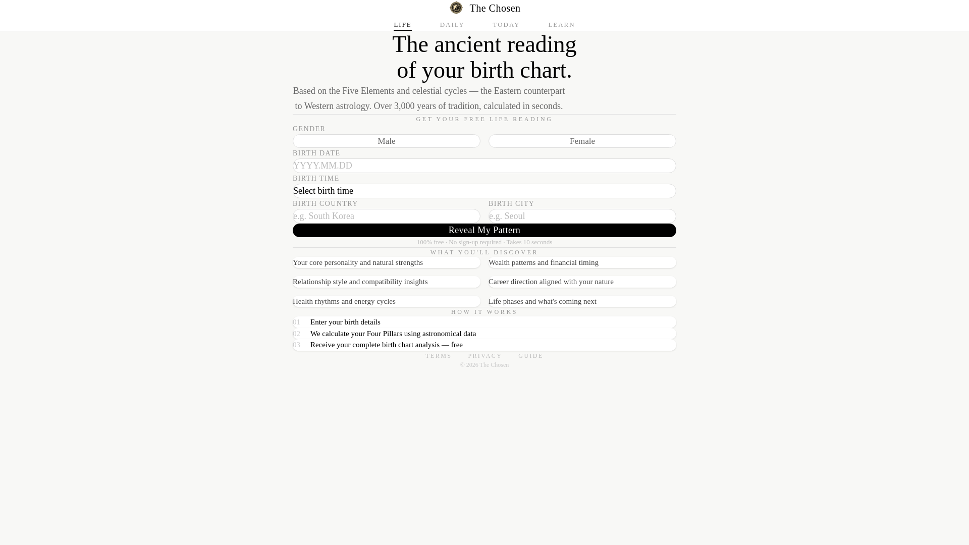 website screenshot of https://thechosenfate.com/