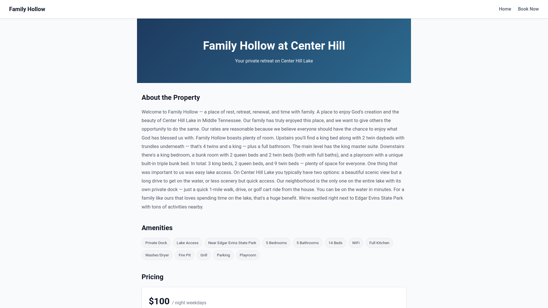 website screenshot of https://familyhollowcenterhill.com
