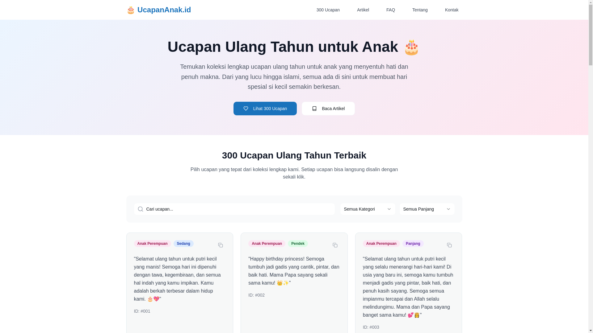 website screenshot of https://ucapanulangtahununtukanak.pages.dev/