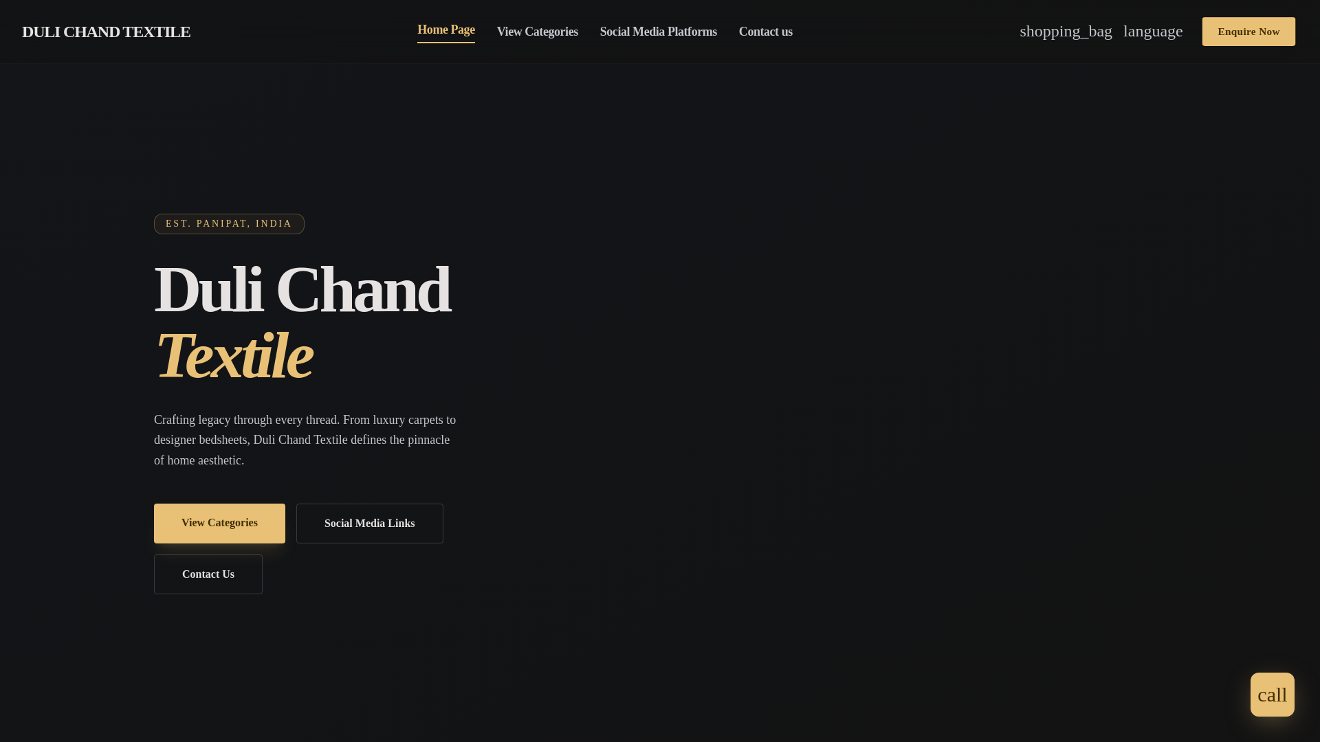 website screenshot of https://dulichandtextile.in