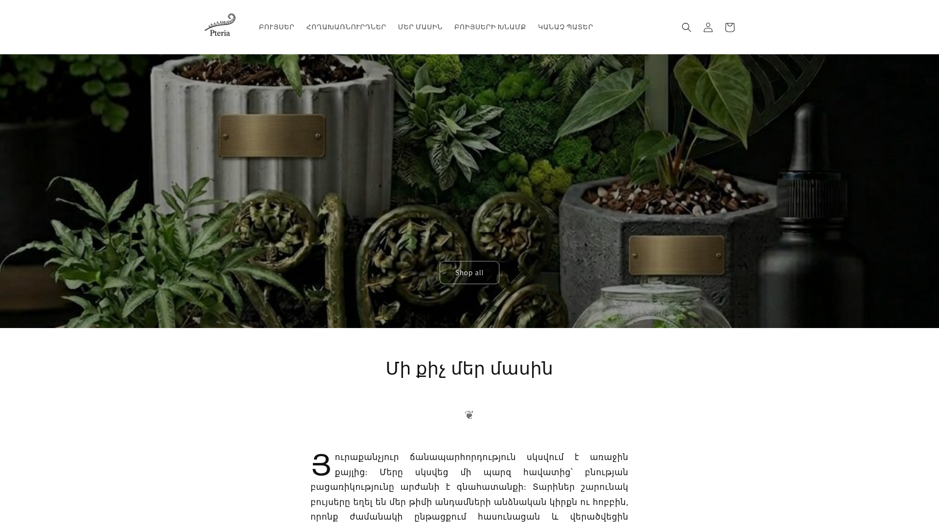 website screenshot of https://pteria.am