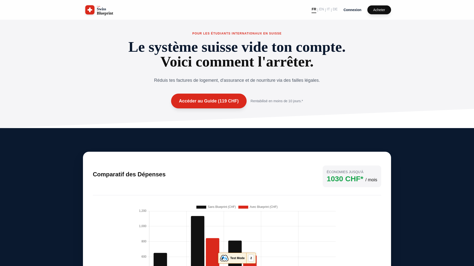 website screenshot of https://theswissblueprint.ch