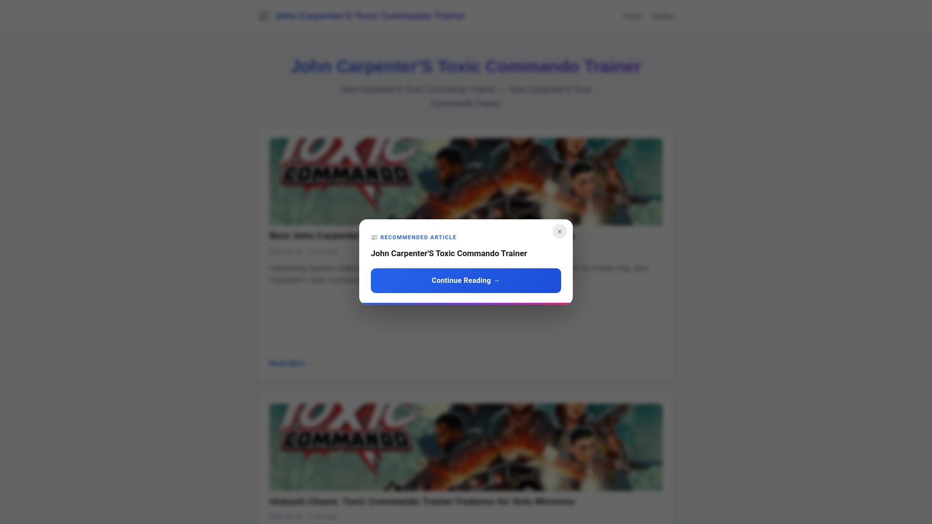 website screenshot of https://john-carpenters-toxic-commando-trainer.pages.dev/
